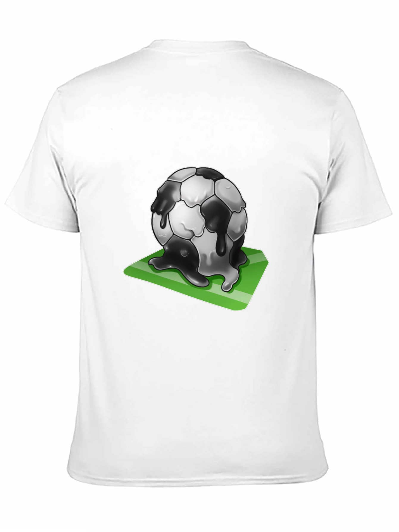 Melting Soccer Ball Graphic Tee - Black Cotton T-Shirt