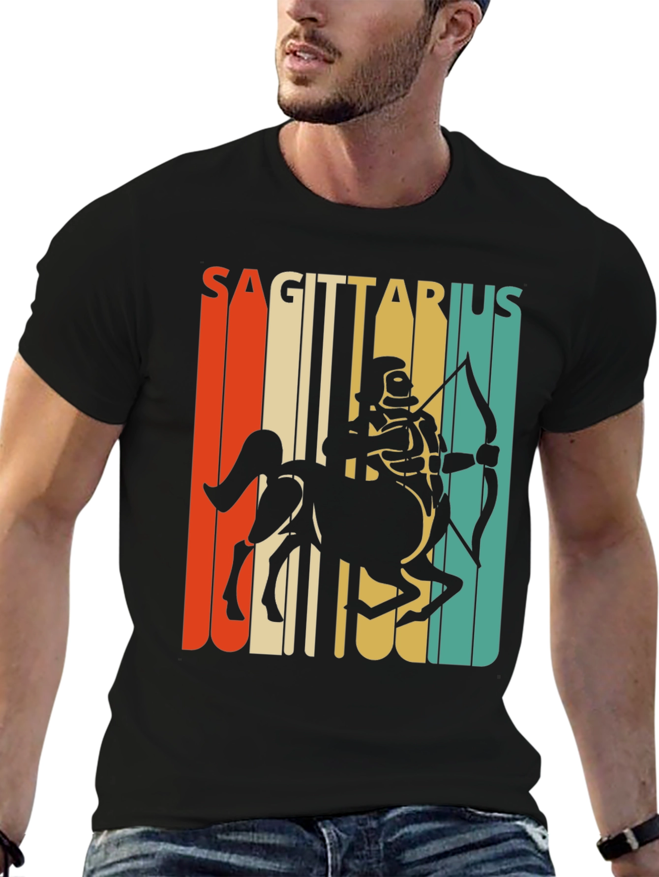 Sagittarius Zodiac T-Shirt Retro Design
