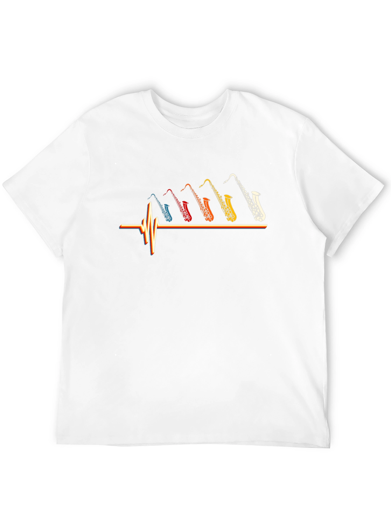 Saxophone Music T-Shirt Heartbeat Graphic Tee
