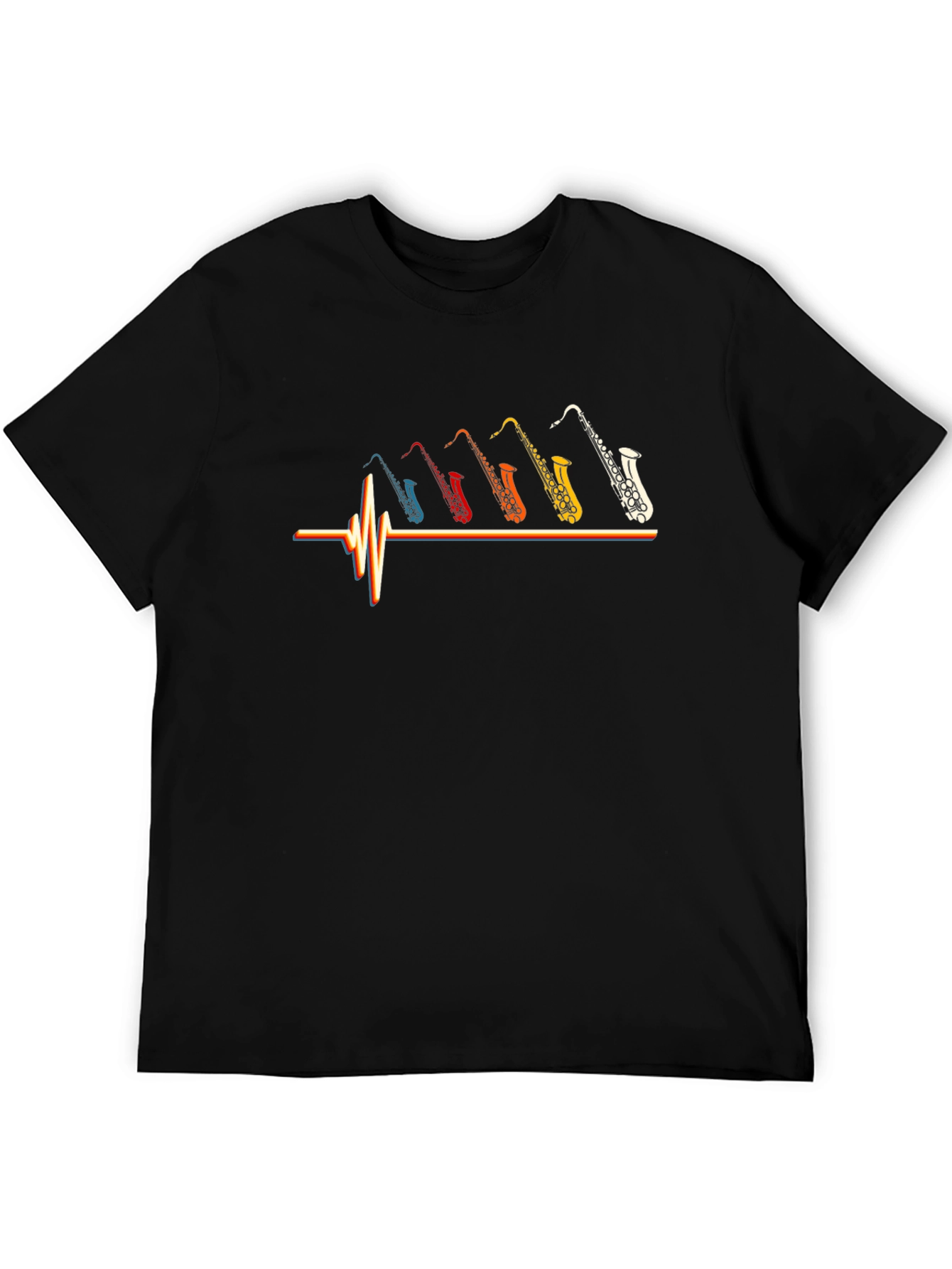 Saxophone Music T-Shirt Heartbeat Graphic Tee