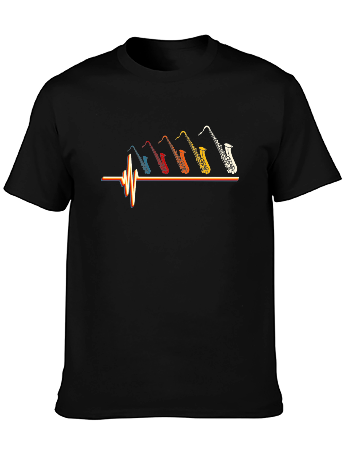 Saxophone Music T-Shirt Heartbeat Graphic Tee
