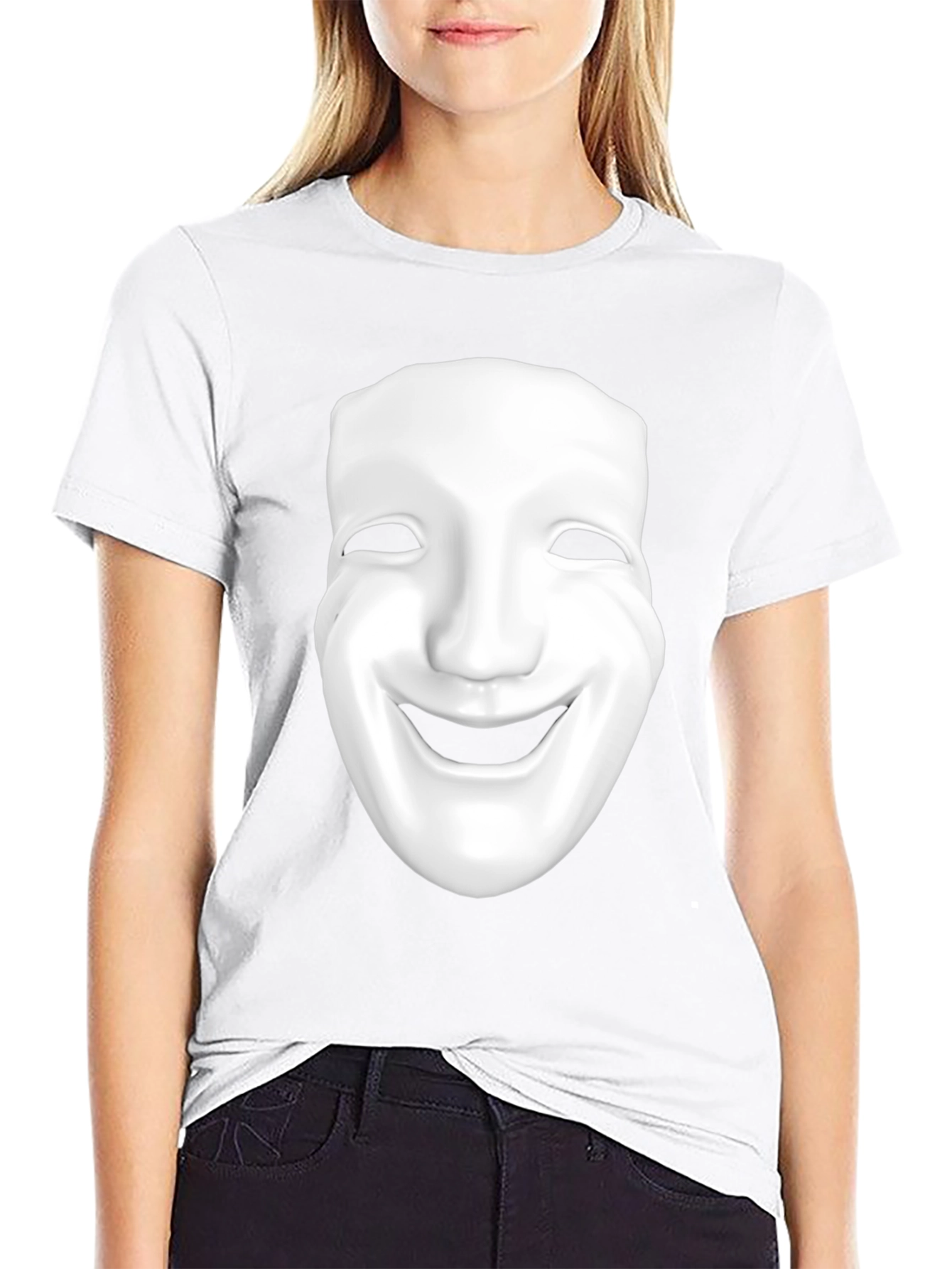 Smiling Mask Graphic T-Shirt - Black