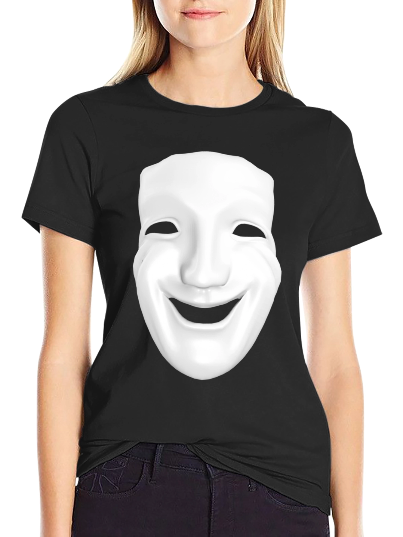 Smiling Mask Graphic T-Shirt - Black