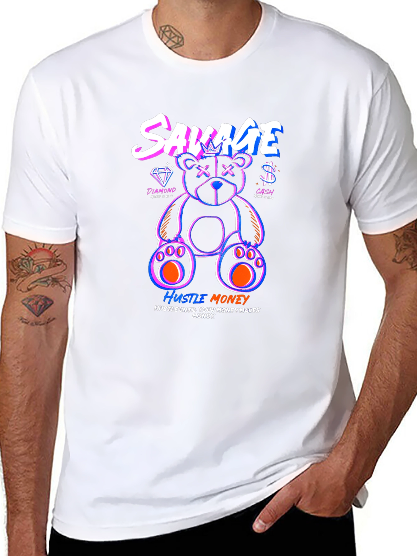 Savage Bear Graphic Print T-Shirt