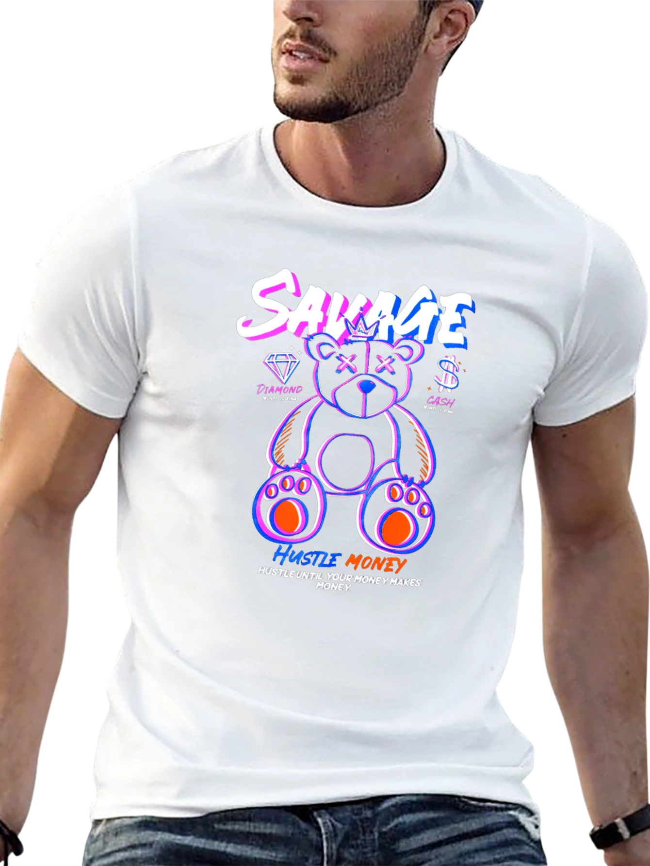 Savage Bear Graphic Print T-Shirt