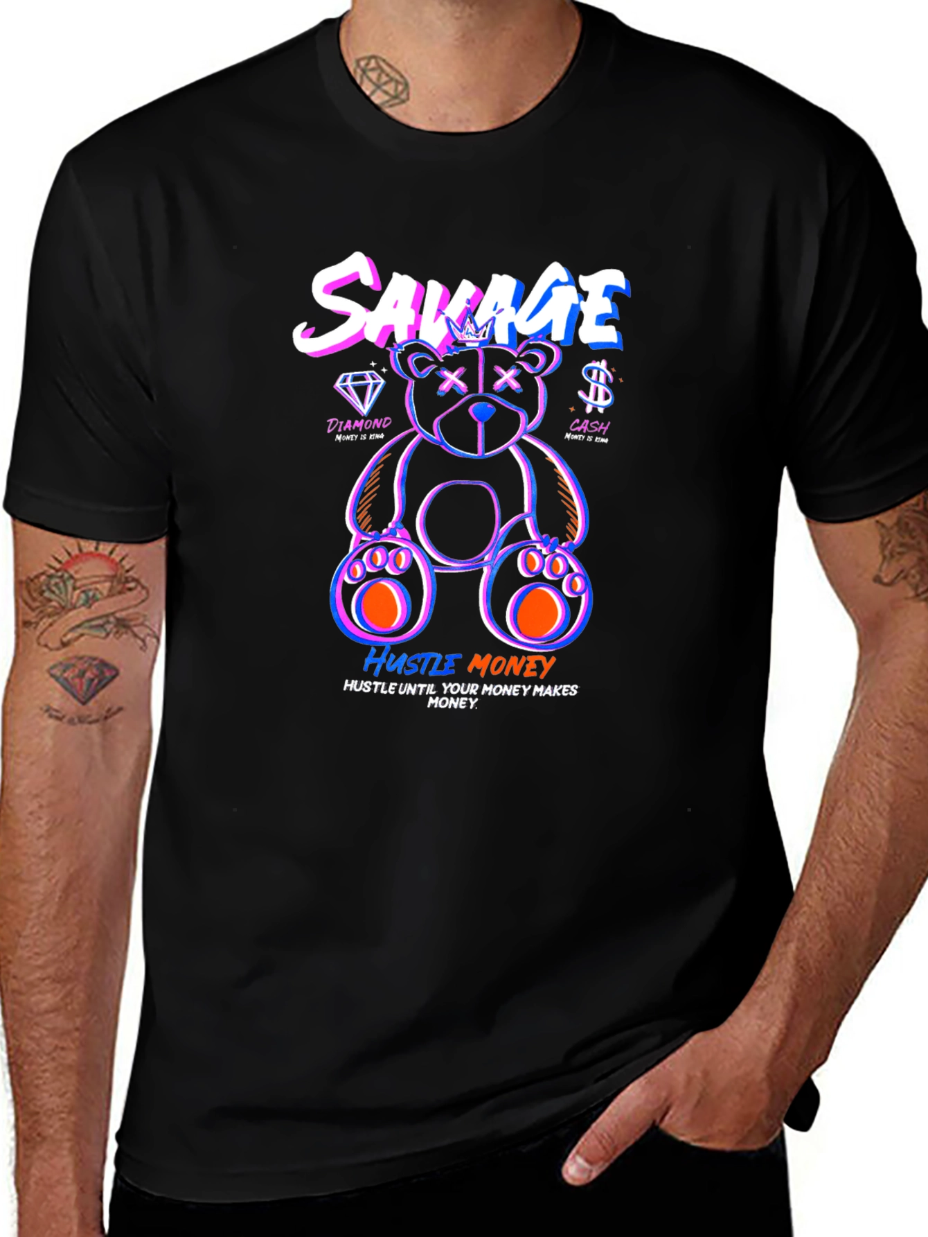 Savage Bear Graphic Print T-Shirt