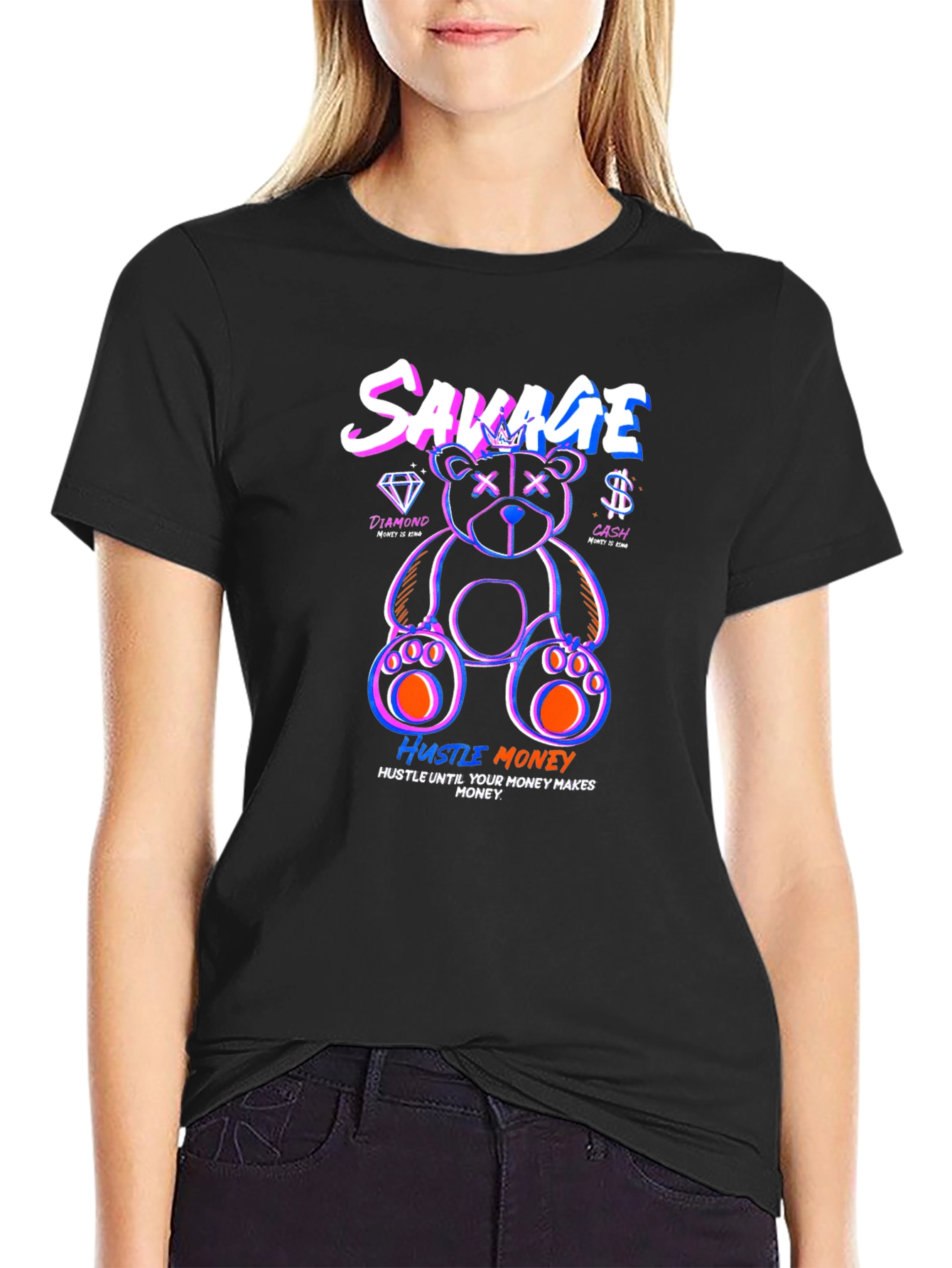 Savage Bear Graphic Print T-Shirt