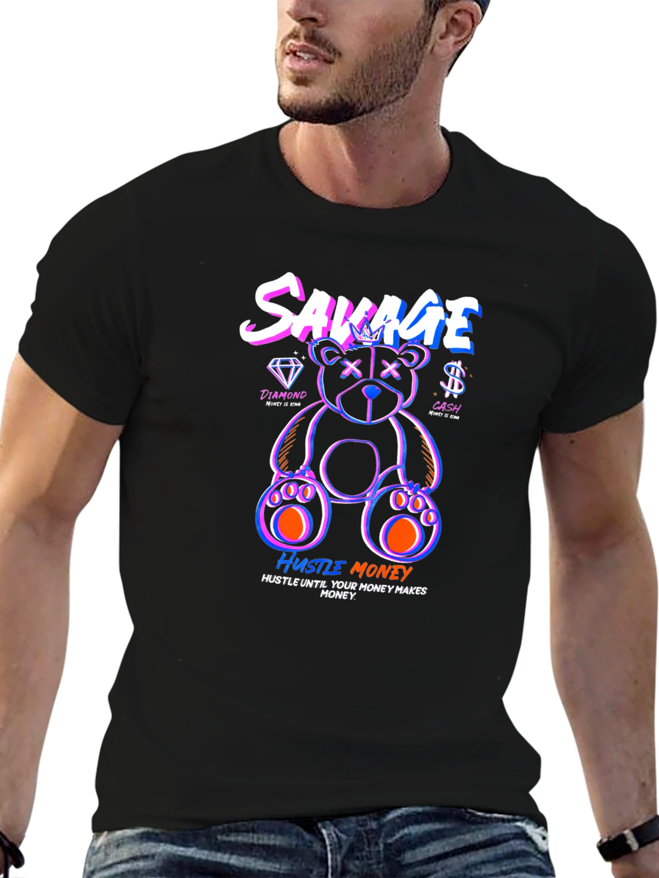 Savage Bear Graphic Print T-Shirt