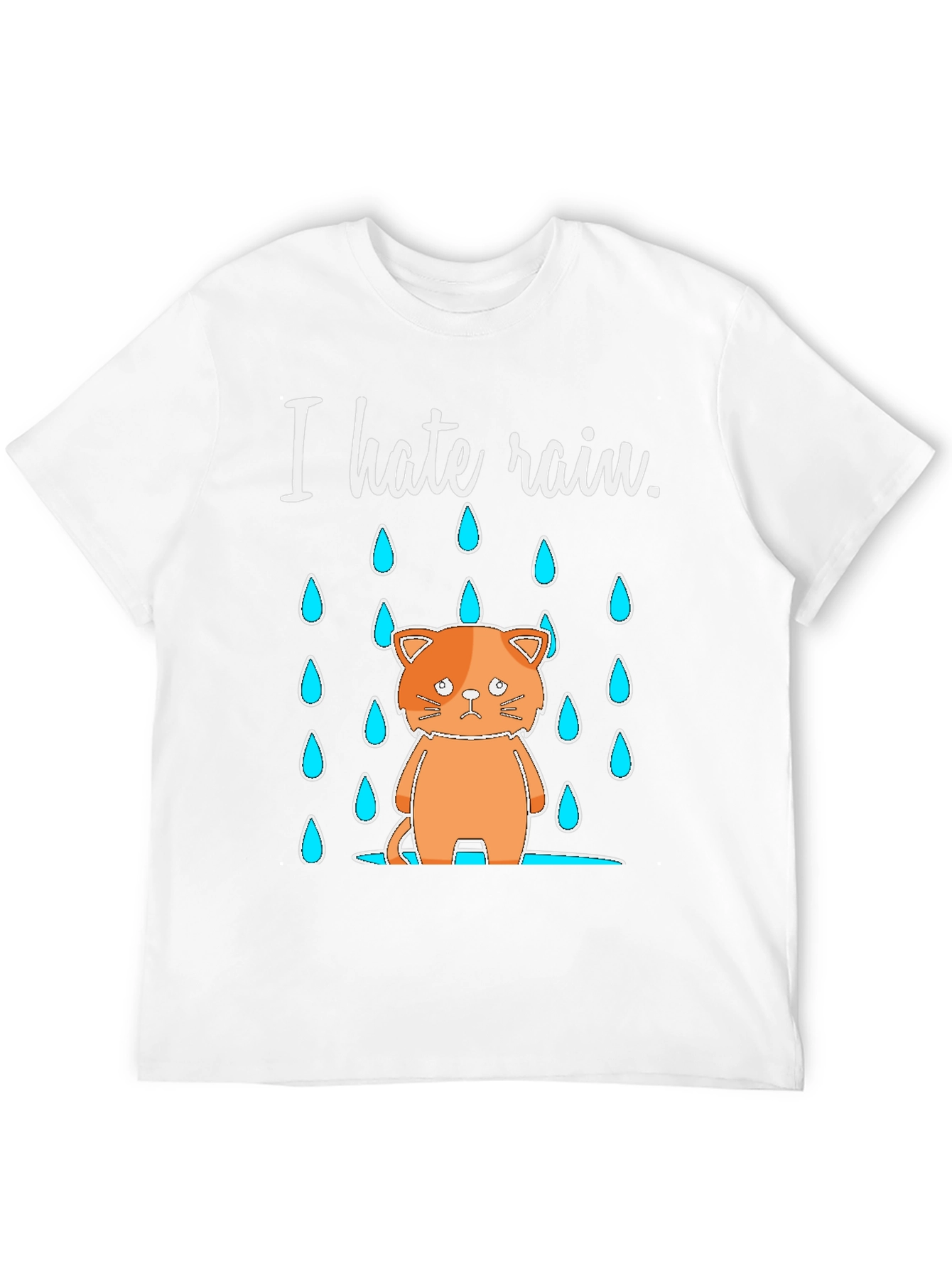 I Hate Rain Cat Graphic T-Shirt