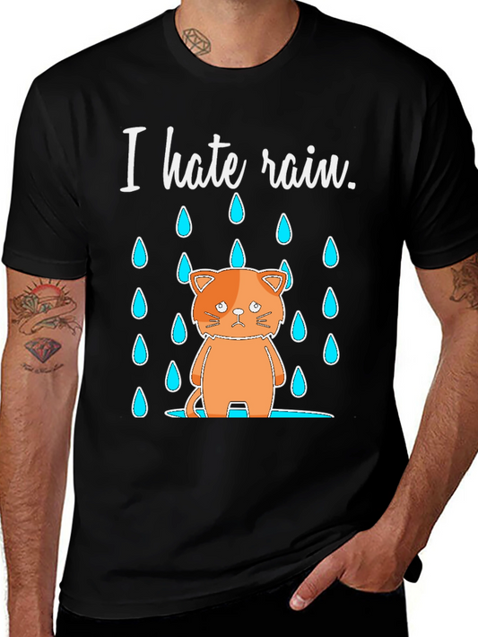 I Hate Rain Cat Graphic T-Shirt