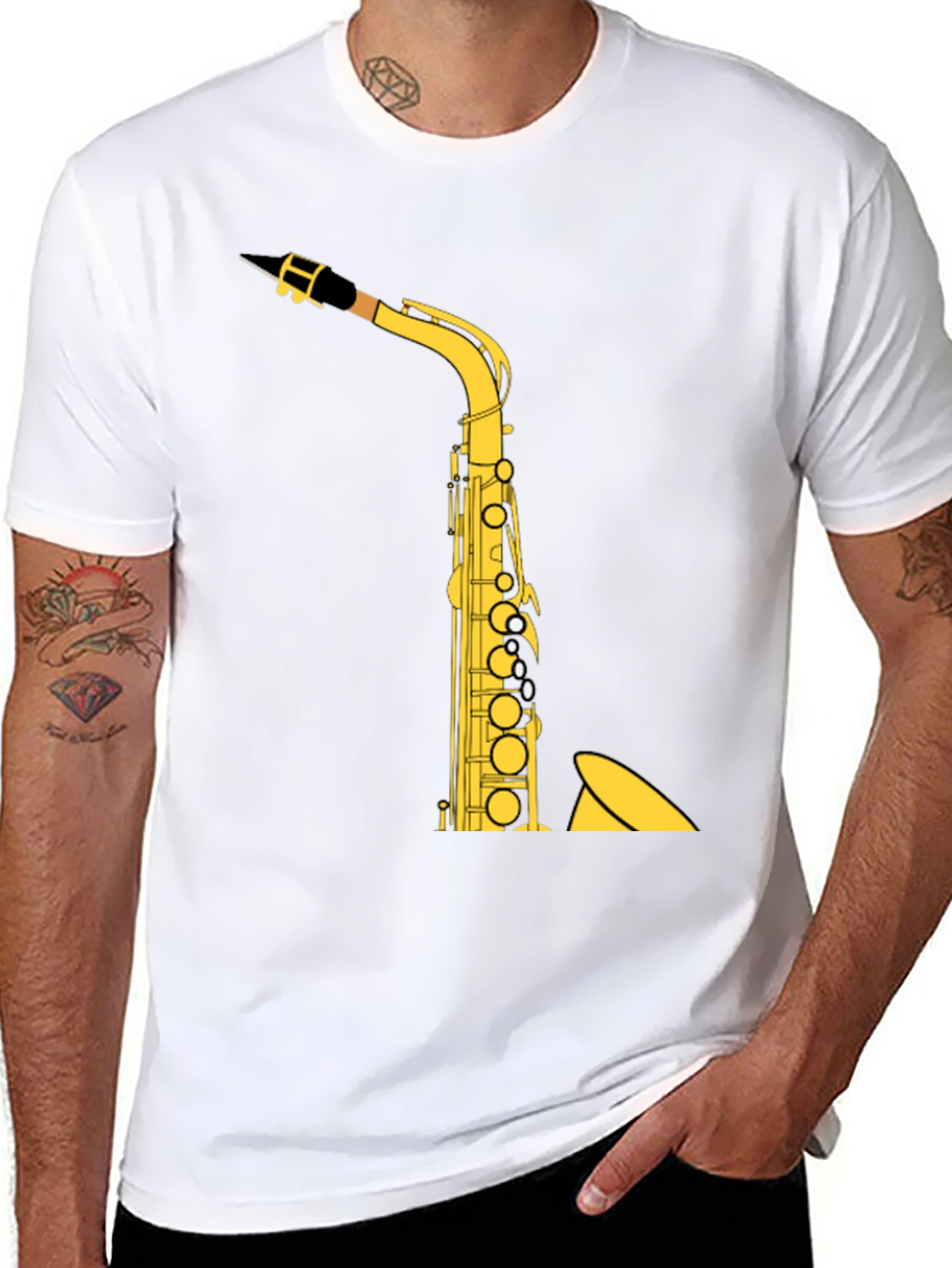 Saxophone Graphic Tee - Music Lover Shirt