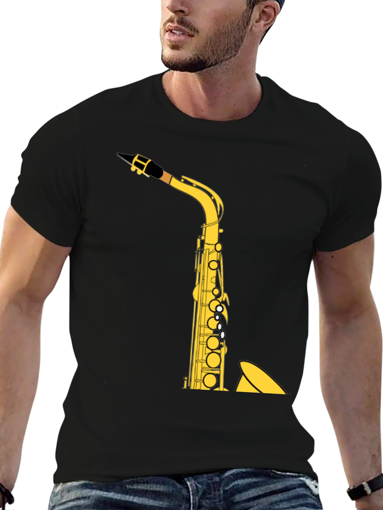 Saxophone Graphic Tee - Music Lover Shirt