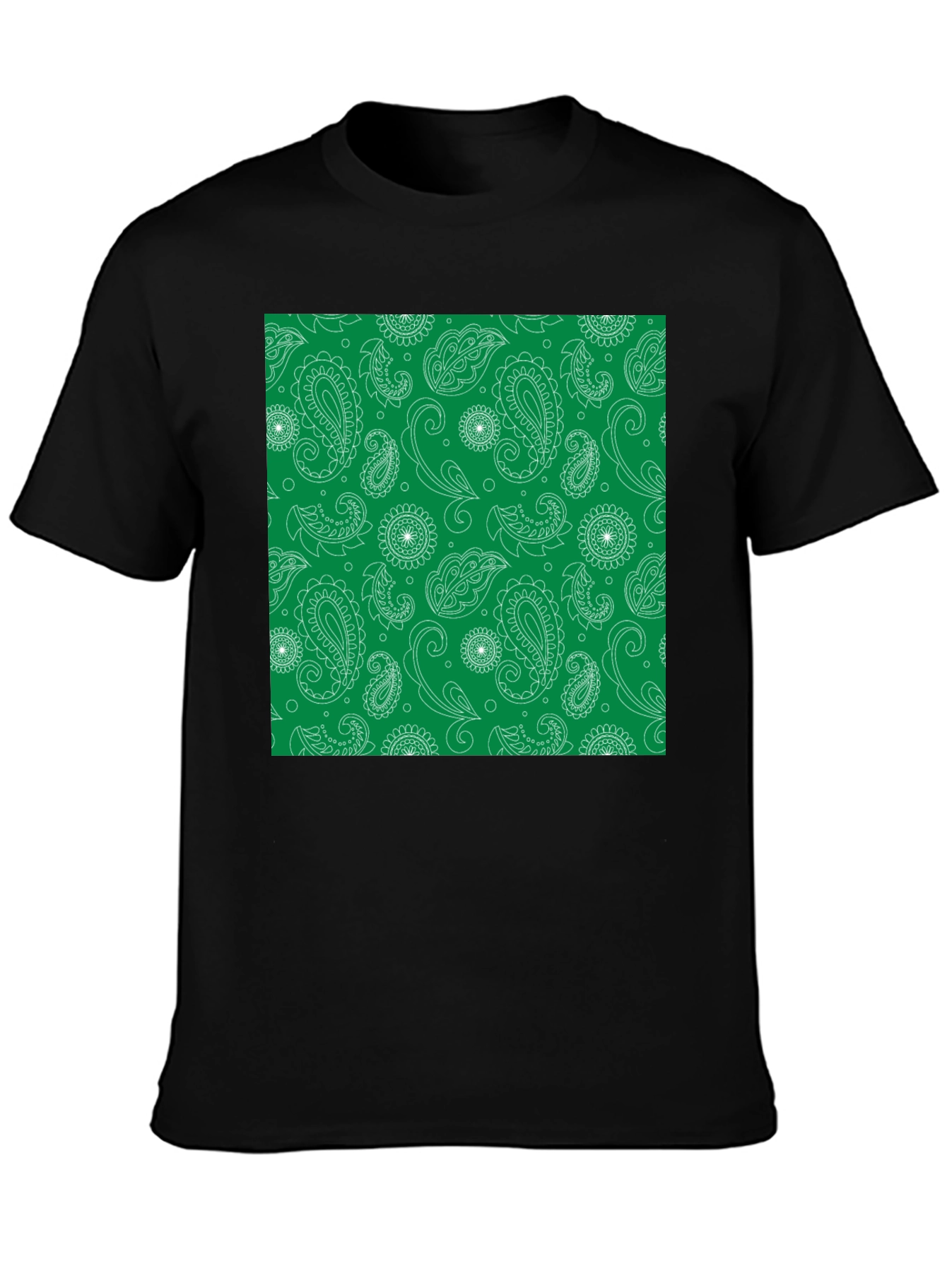 Paisley Print Black T-Shirt for Men