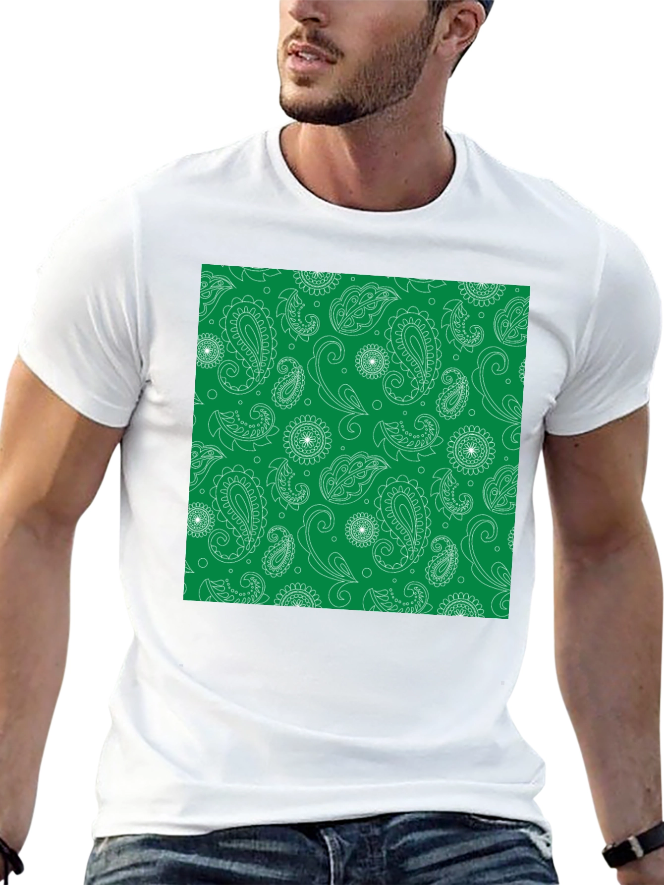 Paisley Print Black T-Shirt for Men