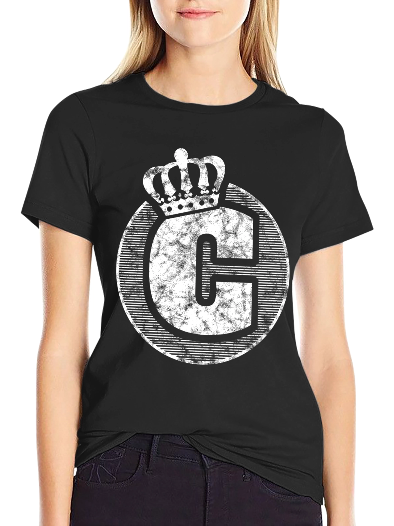 Crown Initial C Black T-Shirt