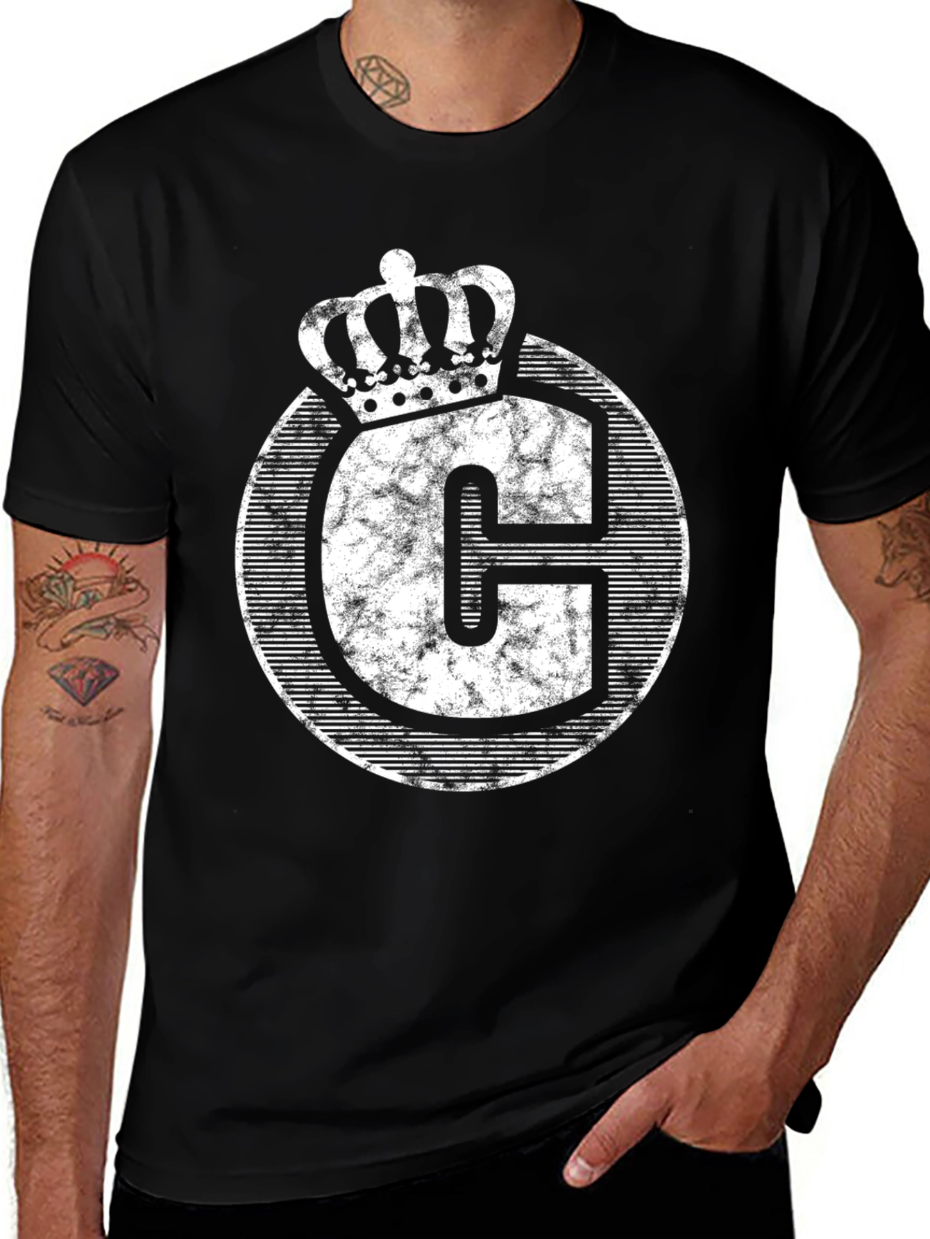 Crown Initial C Black T-Shirt