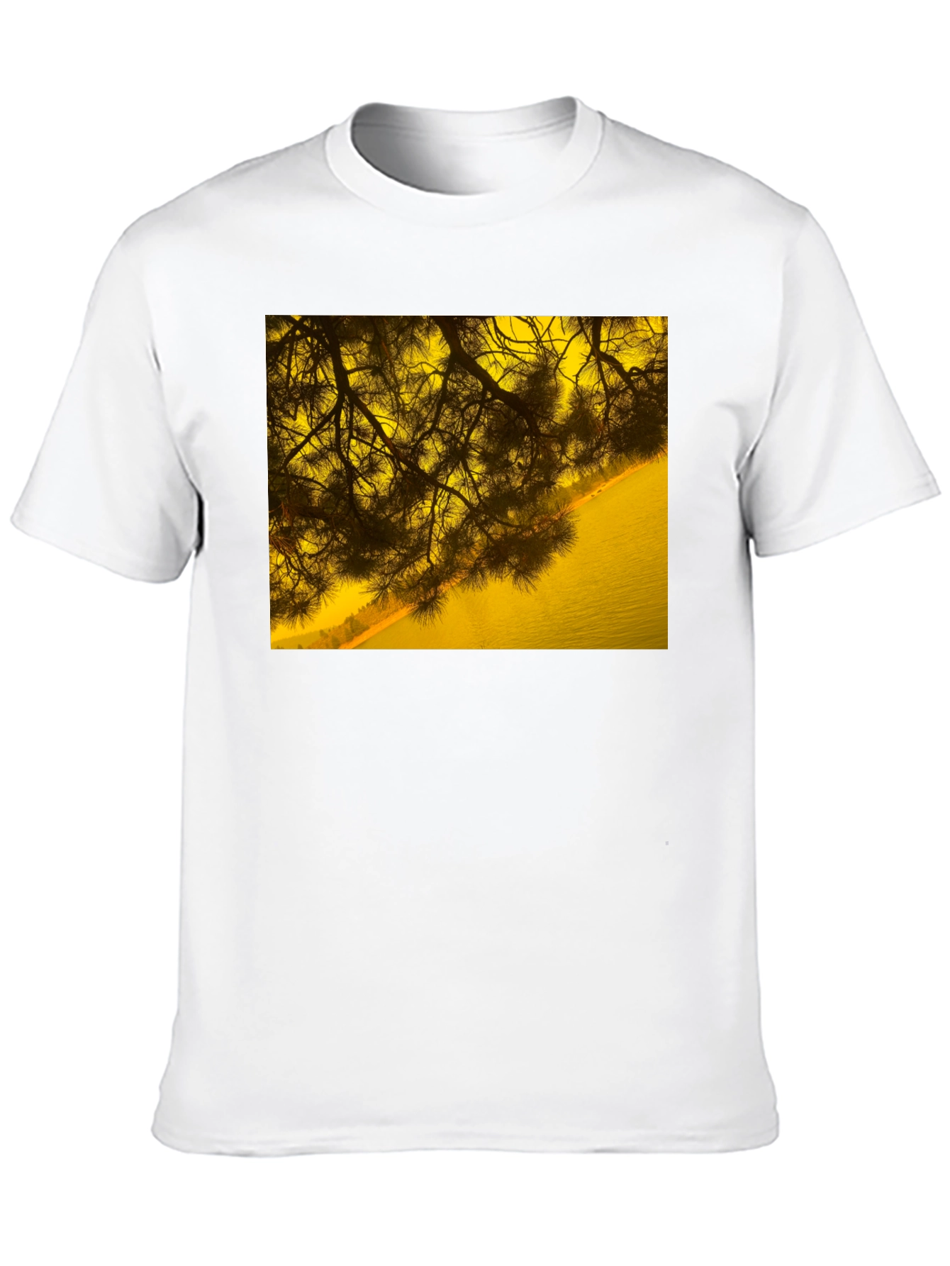 Nature Scene Graphic Tee - Black Cotton T-Shirt