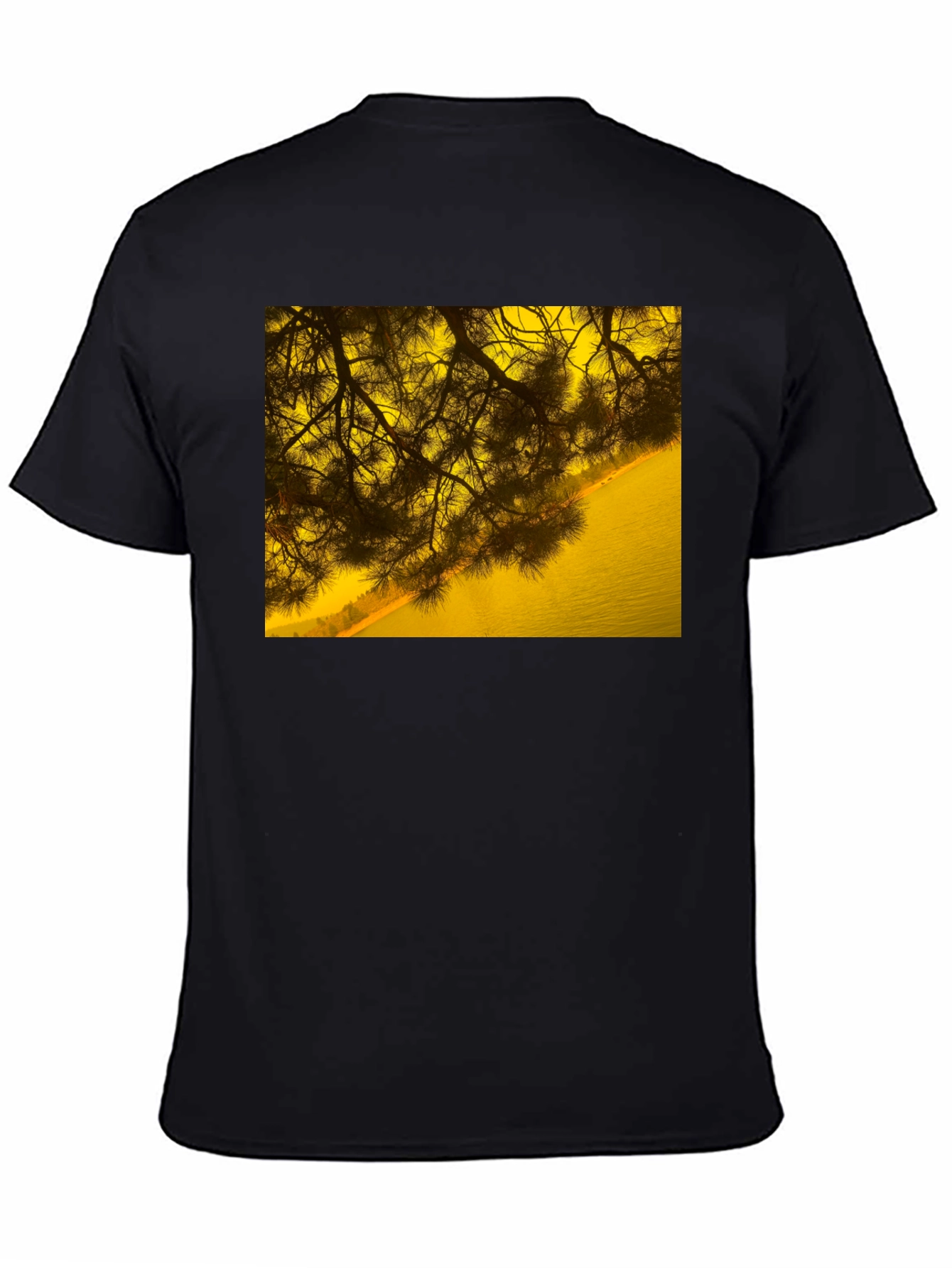 Nature Scene Graphic Tee - Black Cotton T-Shirt