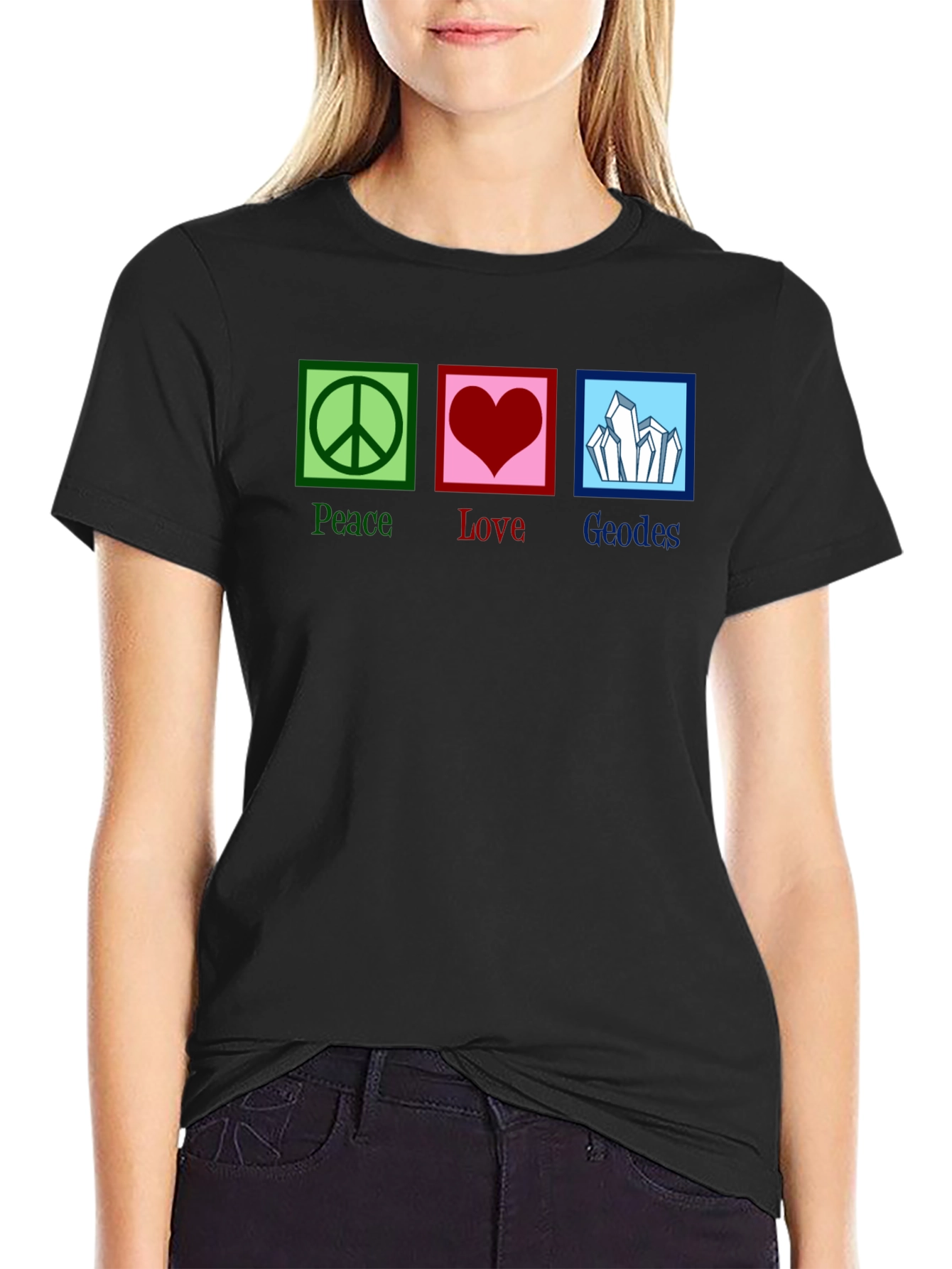 Peace Love Geodes Graphic Tee - Unisex Black T-Shirt