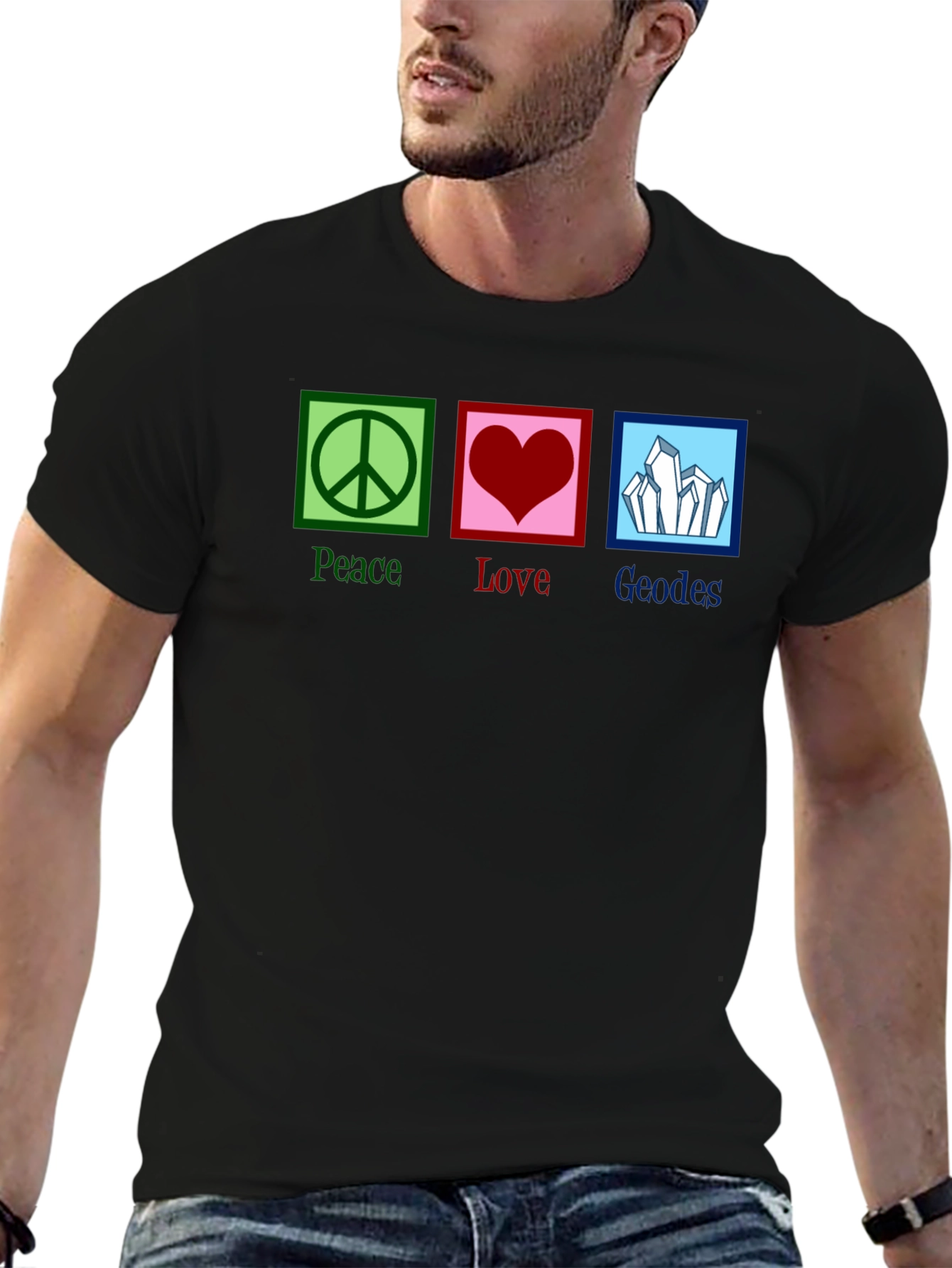 Peace Love Geodes Graphic Tee - Unisex Black T-Shirt