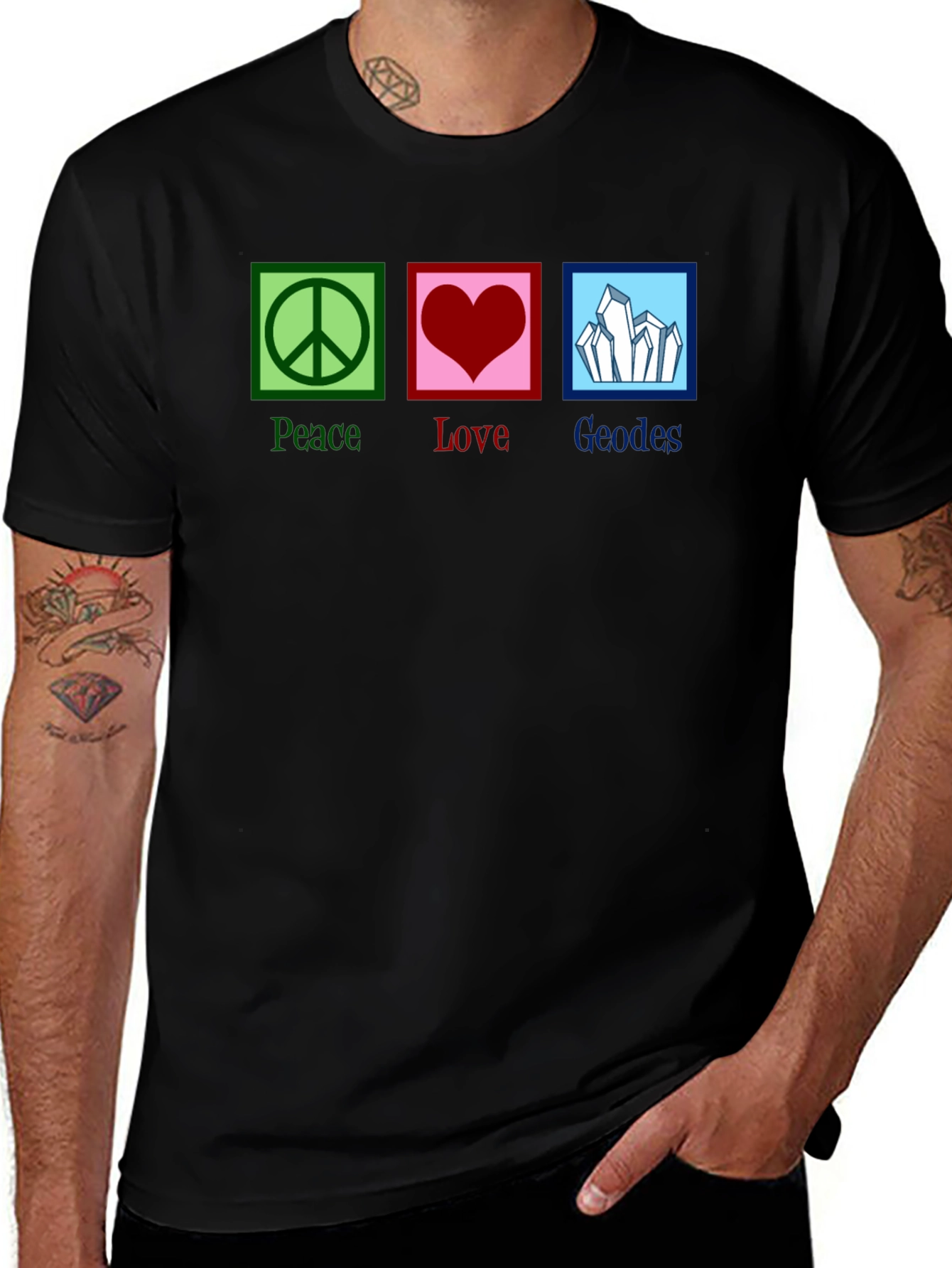 Peace Love Geodes Graphic Tee - Unisex Black T-Shirt