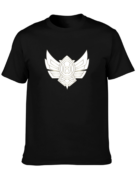 Black Tee with Artistic Gold Wing Design