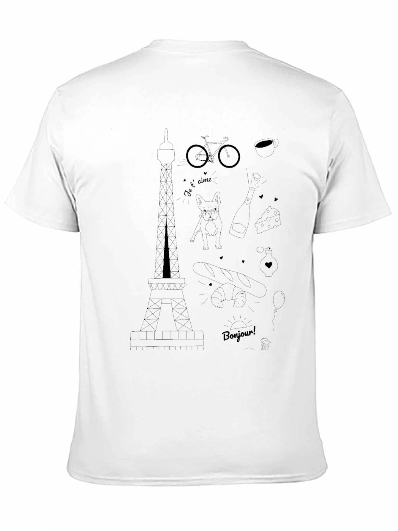 Paris Theme T-Shirt - Eiffel Tower Dog Bicycle Print