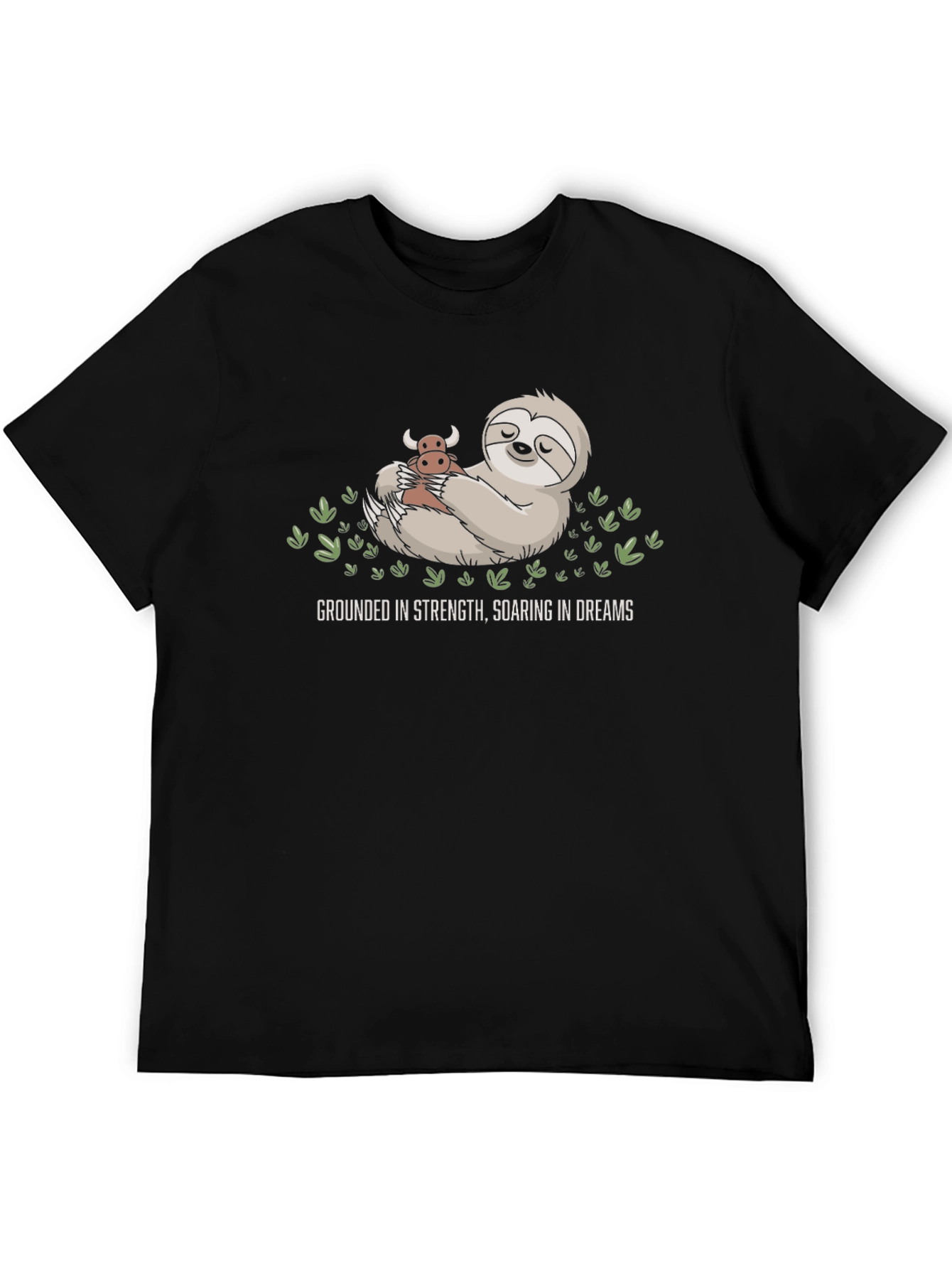 Grounded Strength Sloth Tee - Soaring Dreams Black Shirt