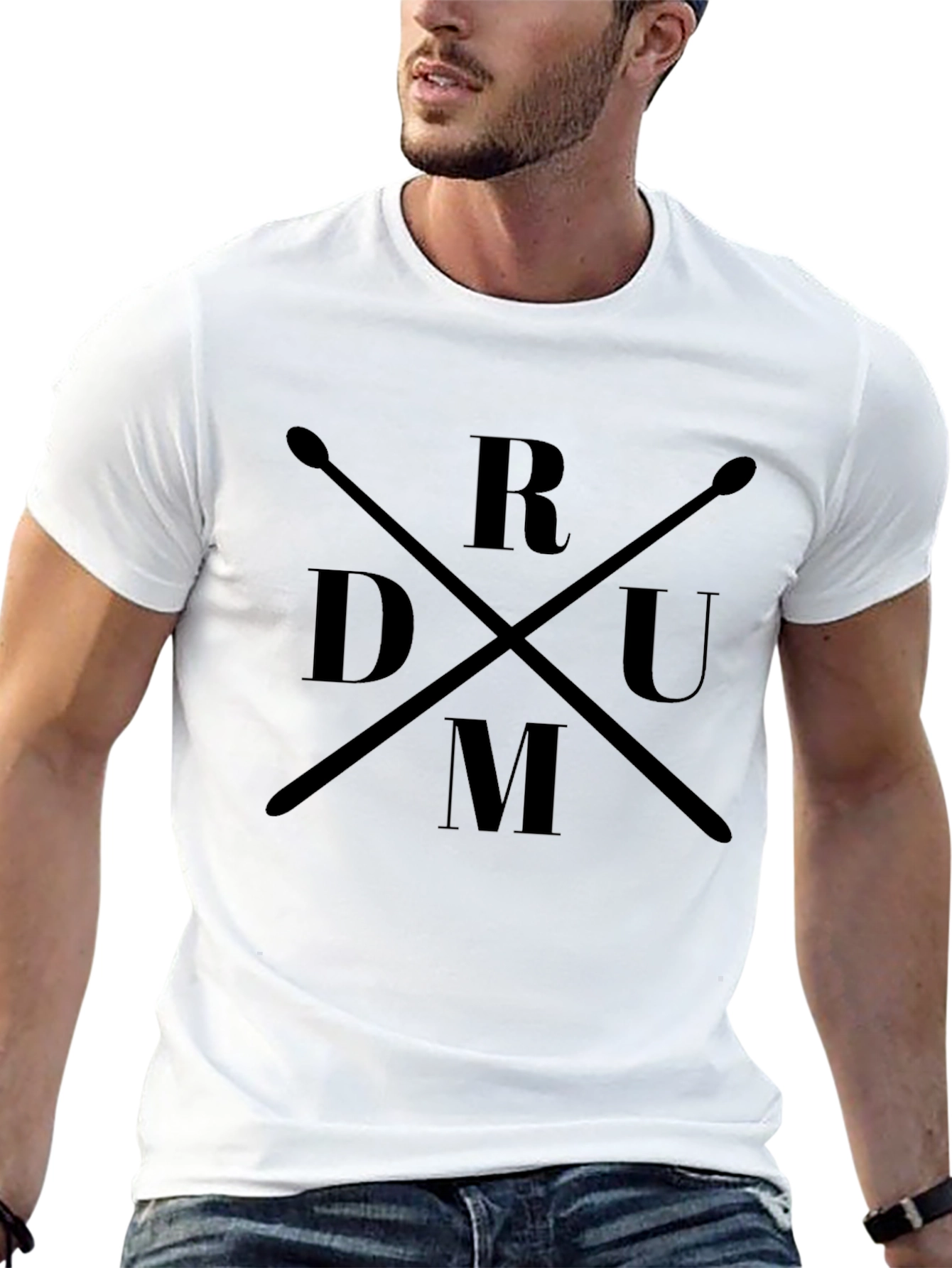 Drum T-Shirt - Drumsticks & Letter Design