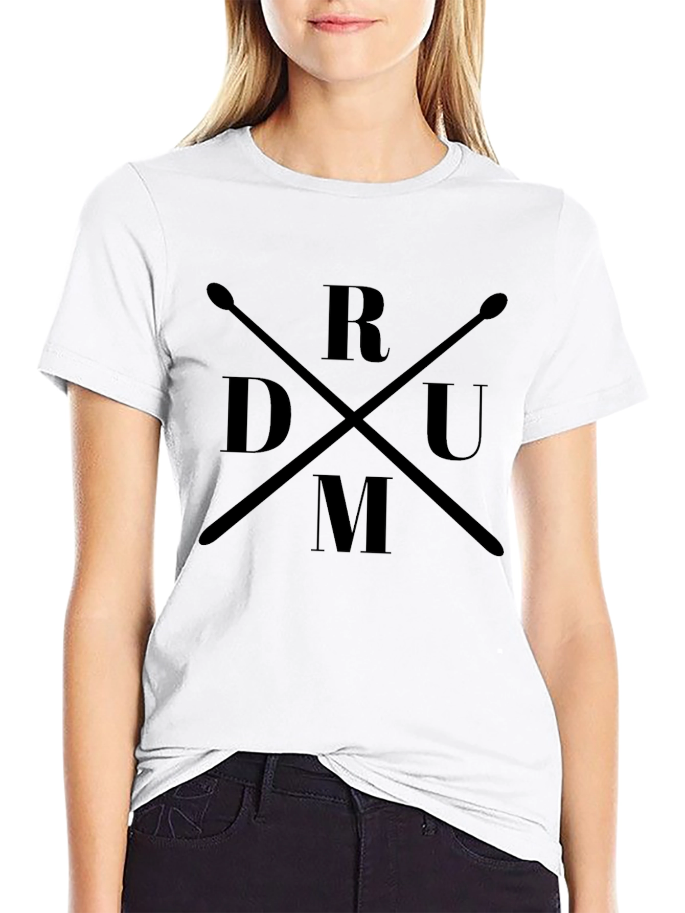 Drum T-Shirt - Drumsticks & Letter Design