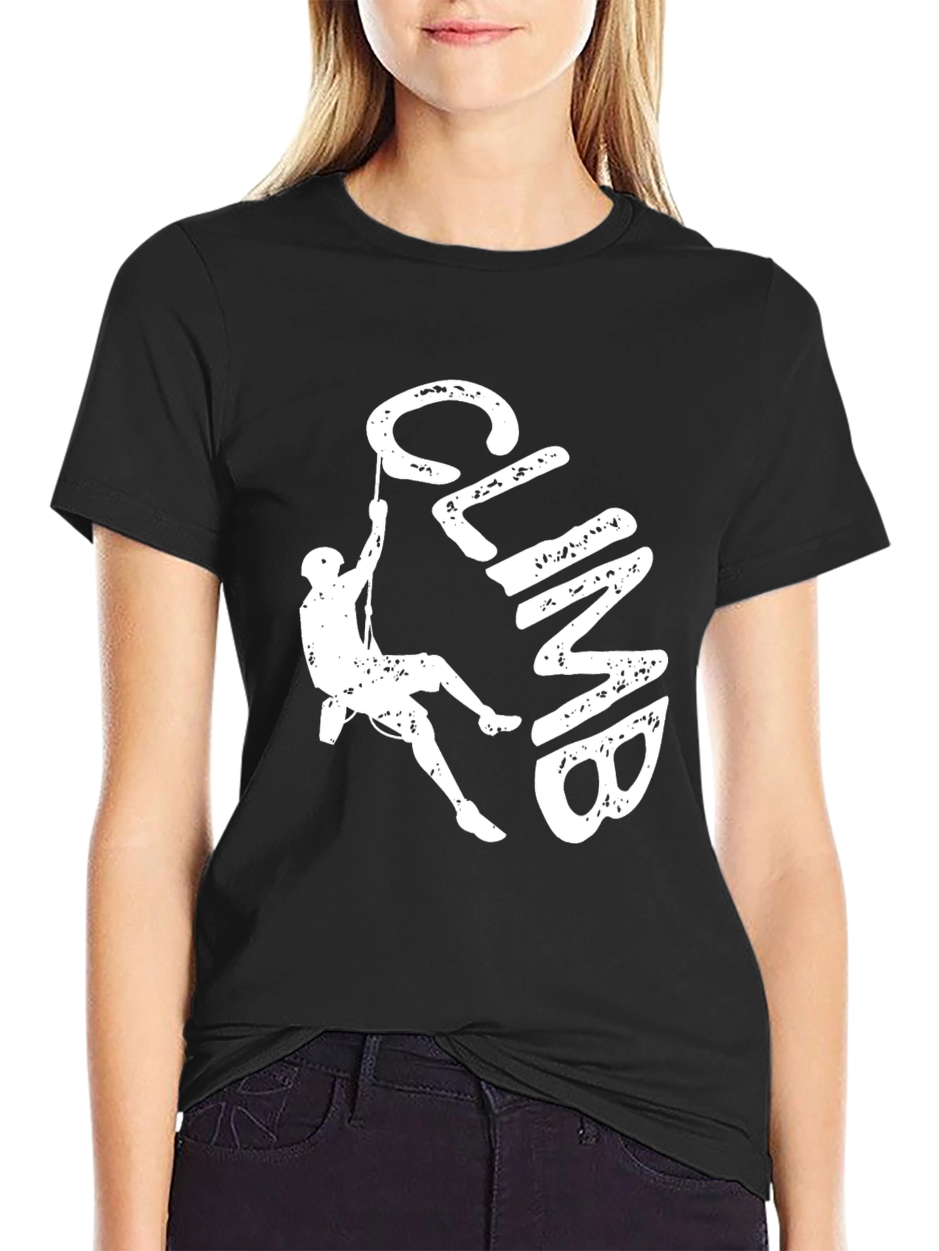 Climb Graphic Print Black T-Shirt