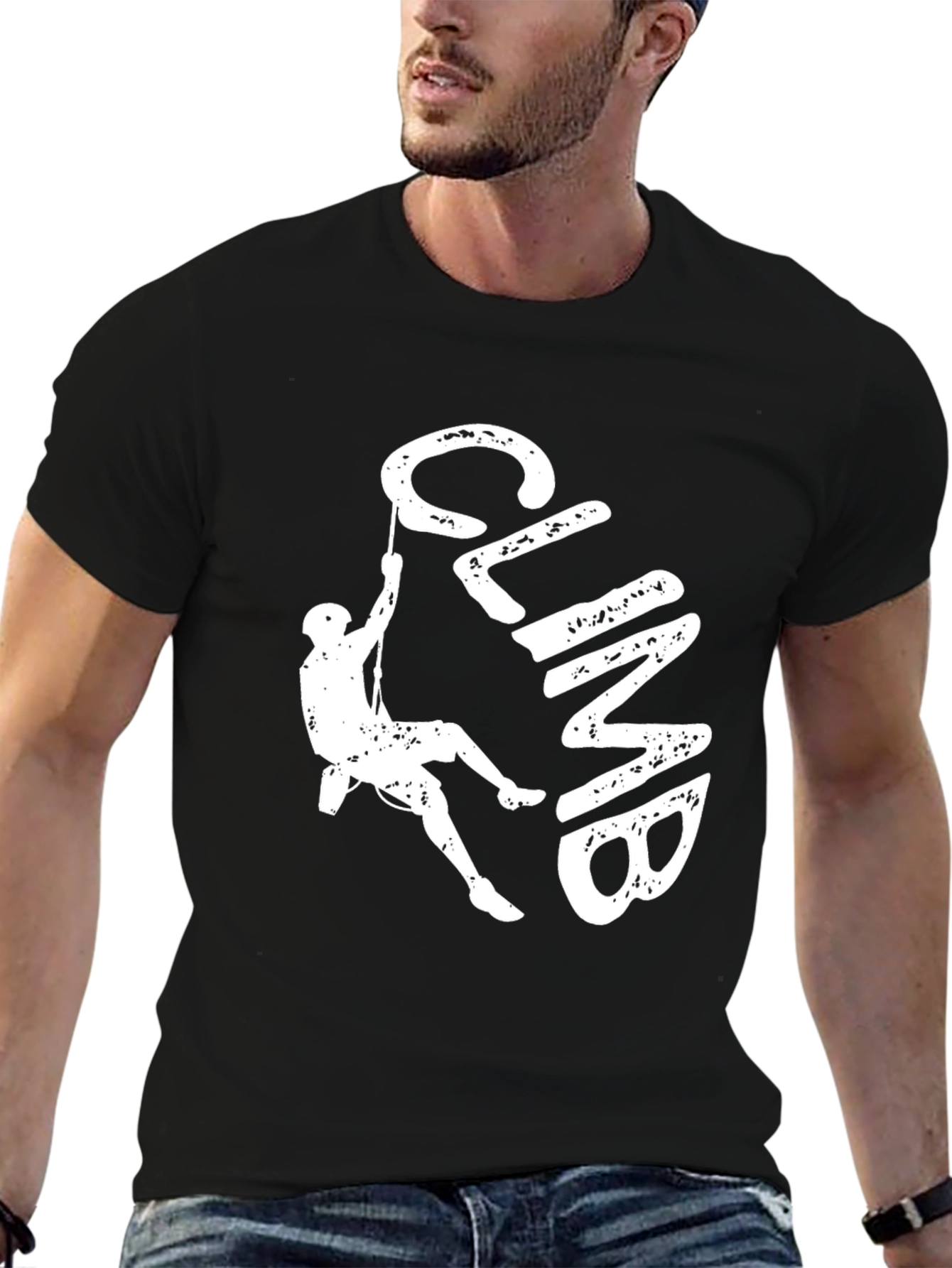 Climb Graphic Print Black T-Shirt