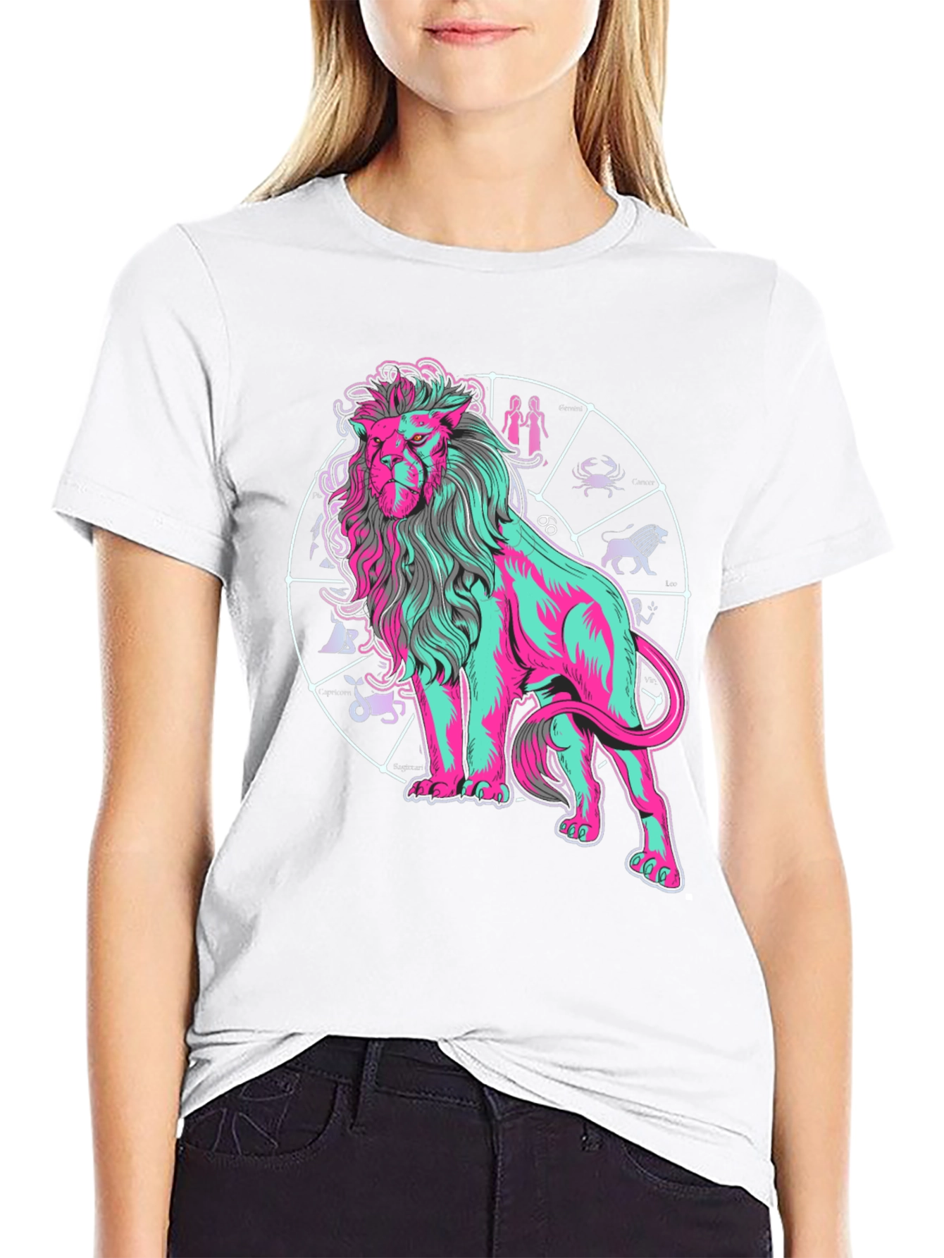Zodiac Lion Graphic Tee - Trendy Astrology Shirt