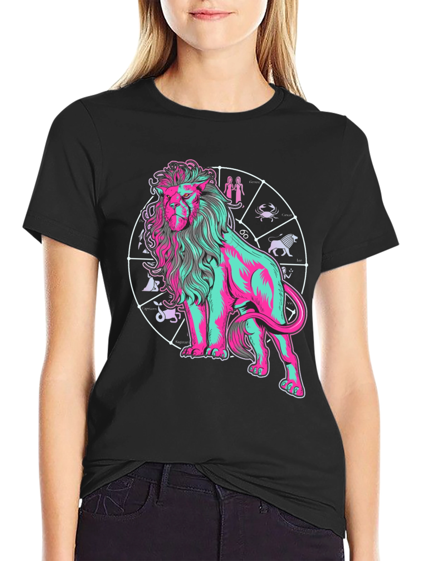 Zodiac Lion Graphic Tee - Trendy Astrology Shirt