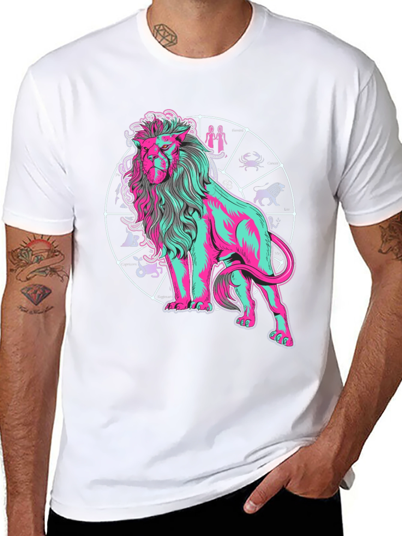 Zodiac Lion Graphic Tee - Trendy Astrology Shirt