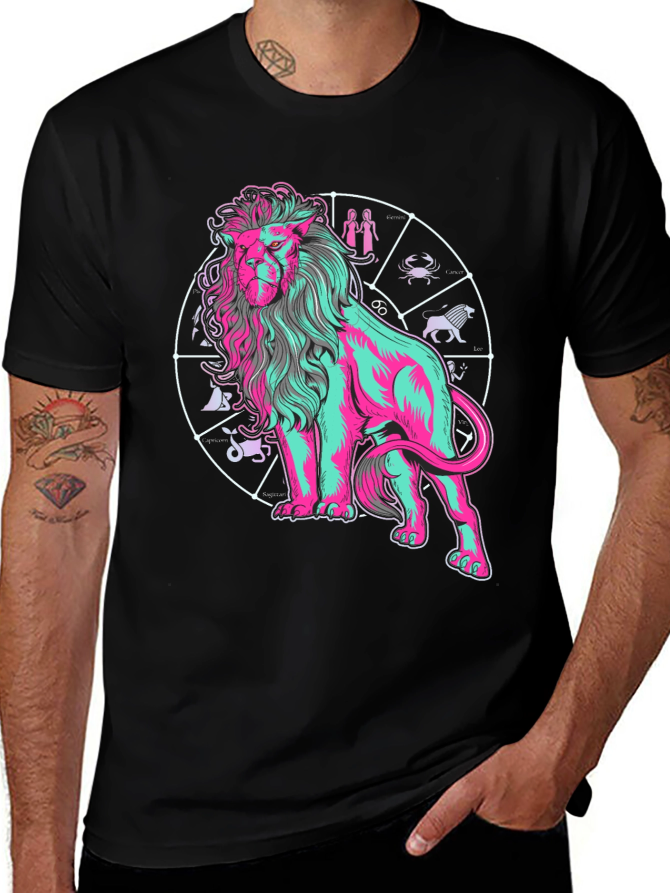 Zodiac Lion Graphic Tee - Trendy Astrology Shirt