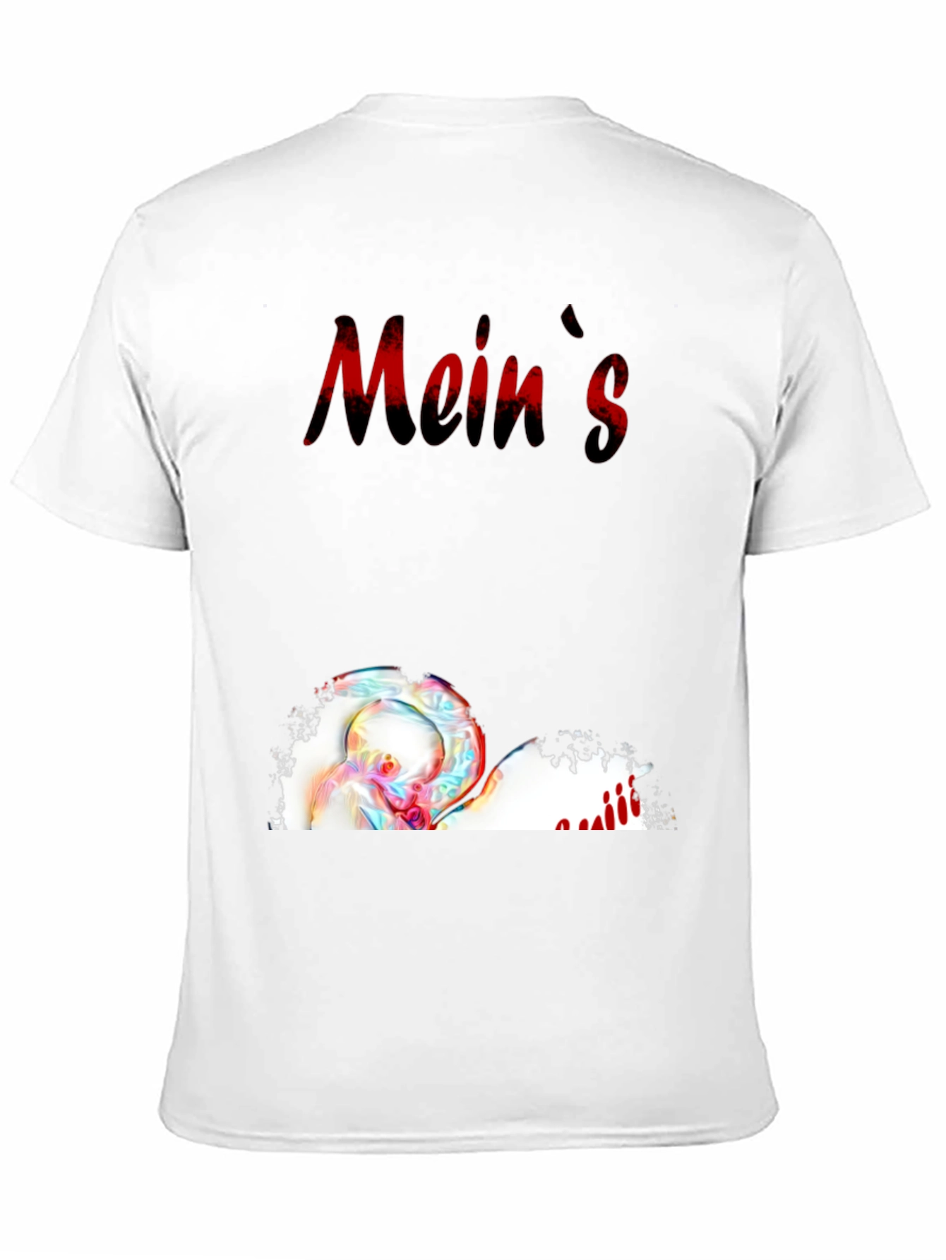 Meins Black Graphic Tee with Heart and Writing