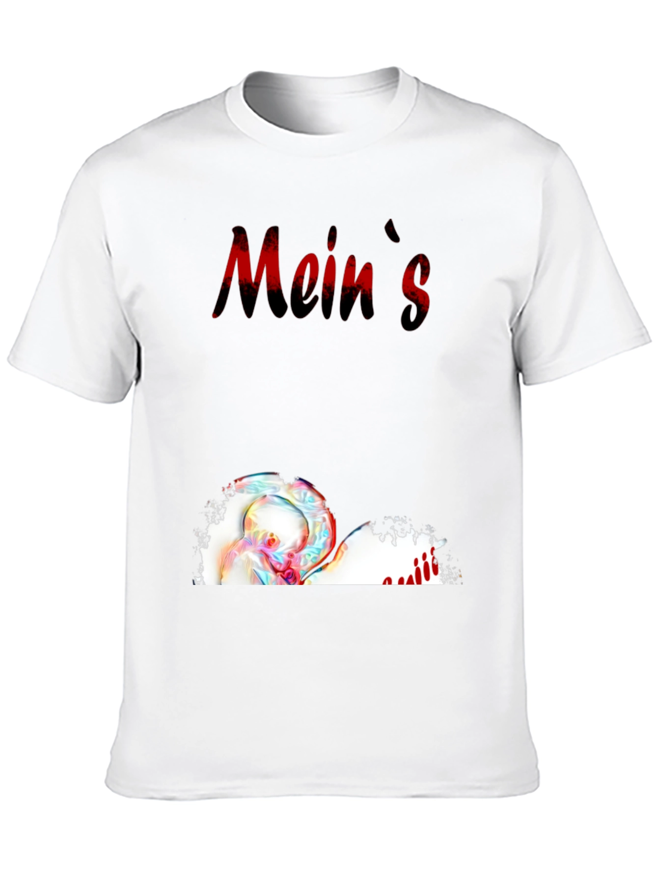 Meins Black Graphic Tee with Heart and Writing
