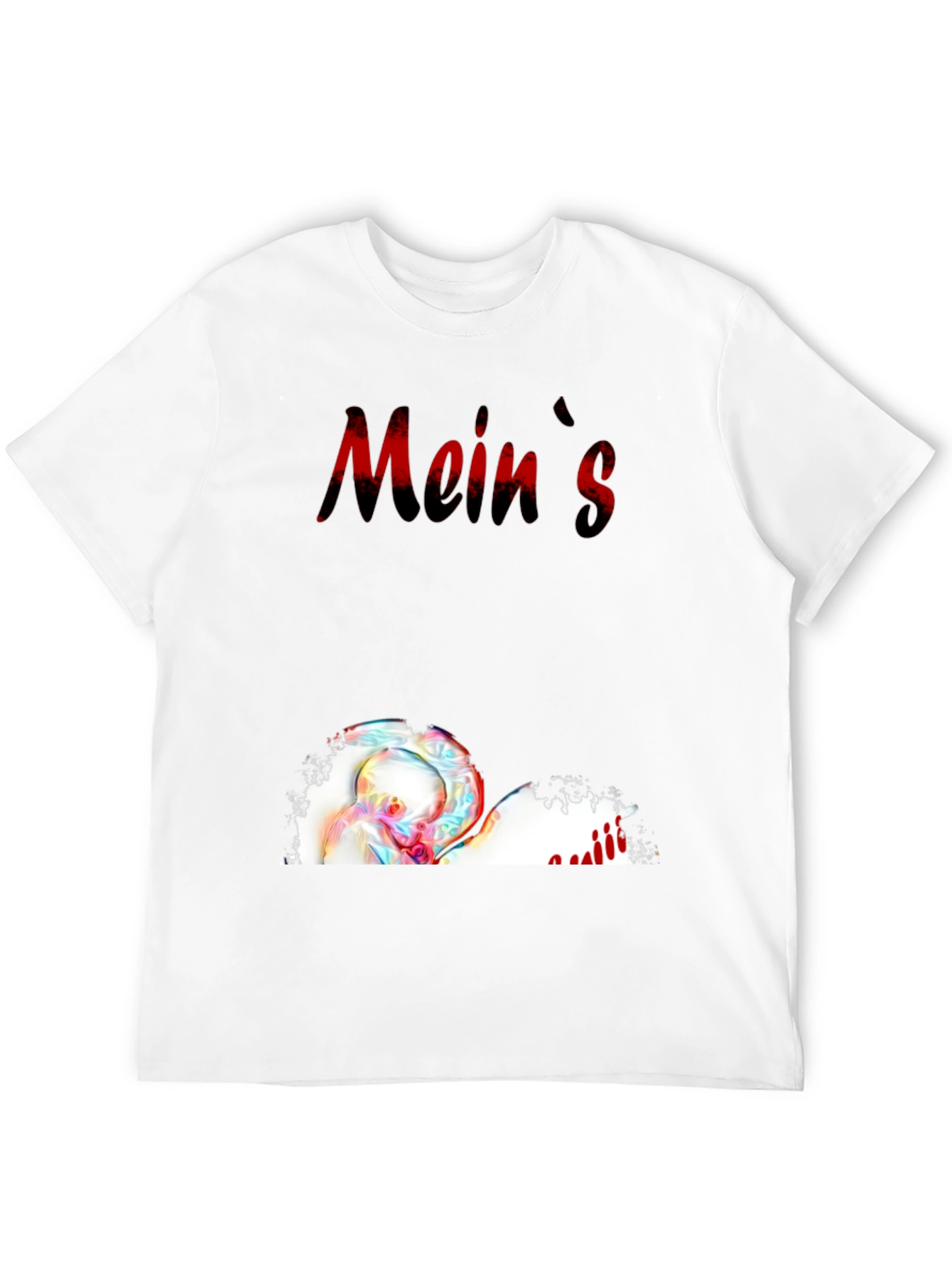 Meins Black Graphic Tee with Heart and Writing