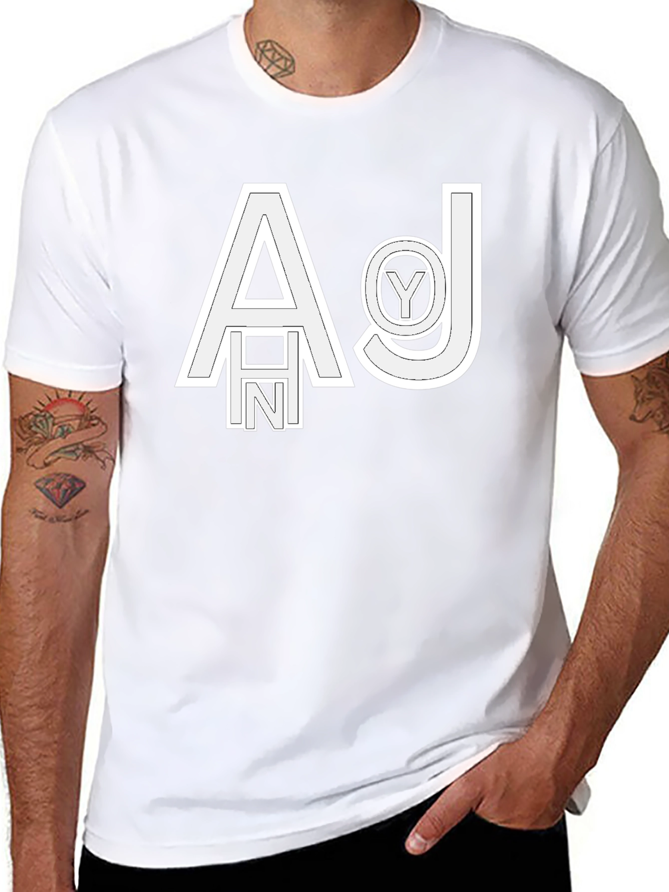 Abstract Letter Graphic Black T-Shirt