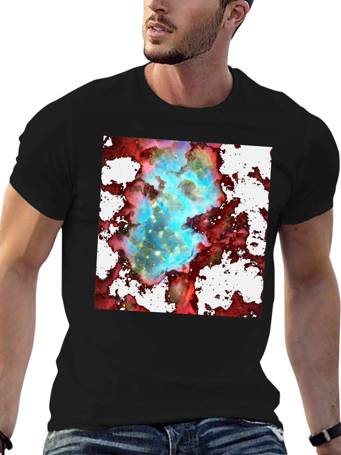 Nebula Print Black T-Shirt