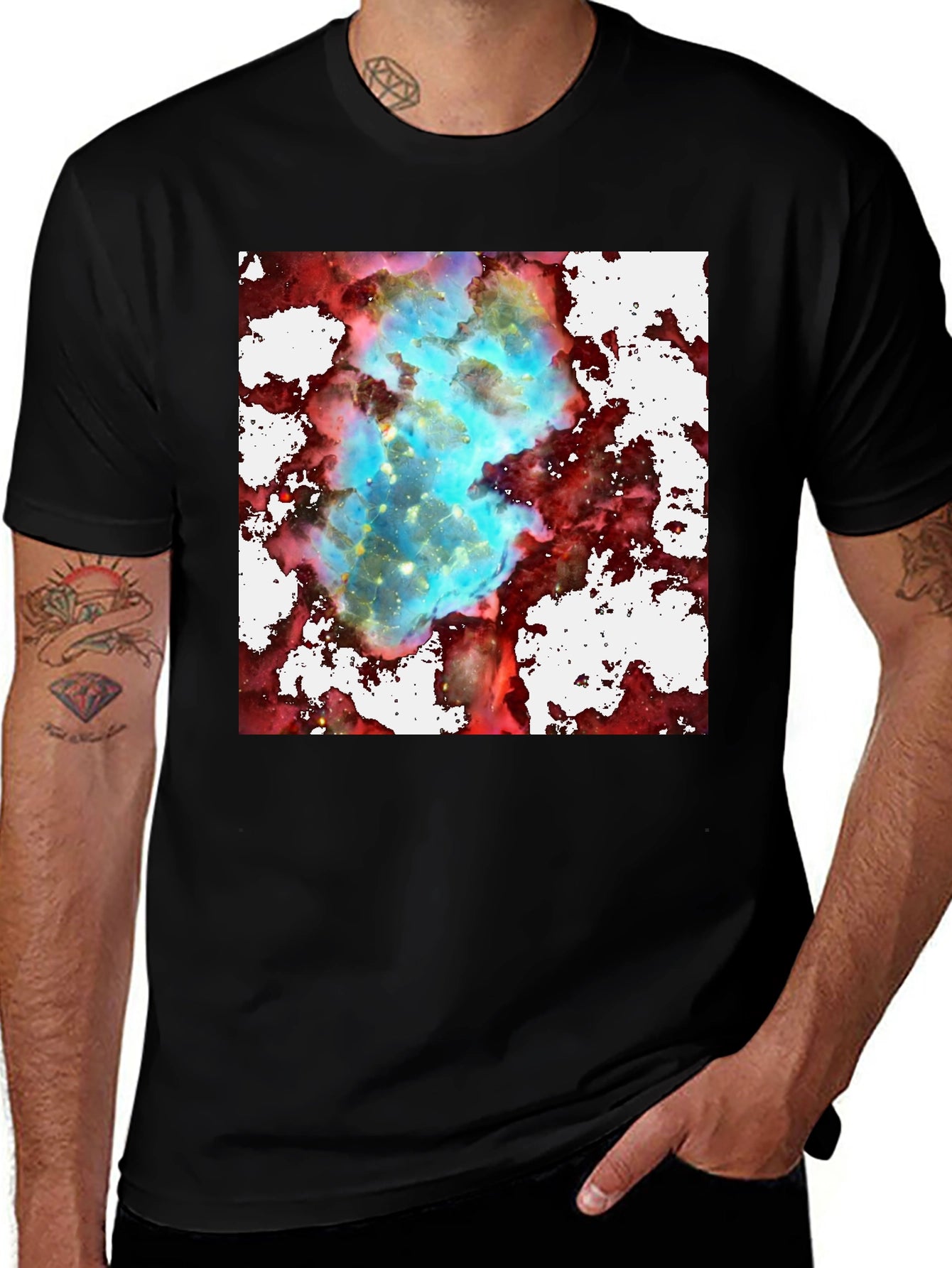 Nebula Print Black T-Shirt