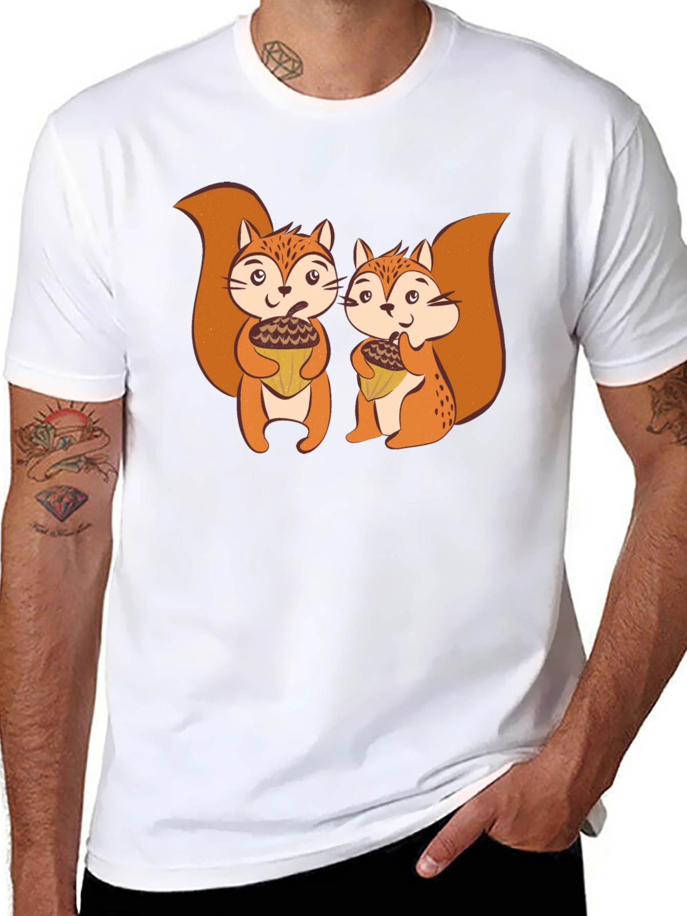 Squirrels Holding Acorns Graphic T-Shirt