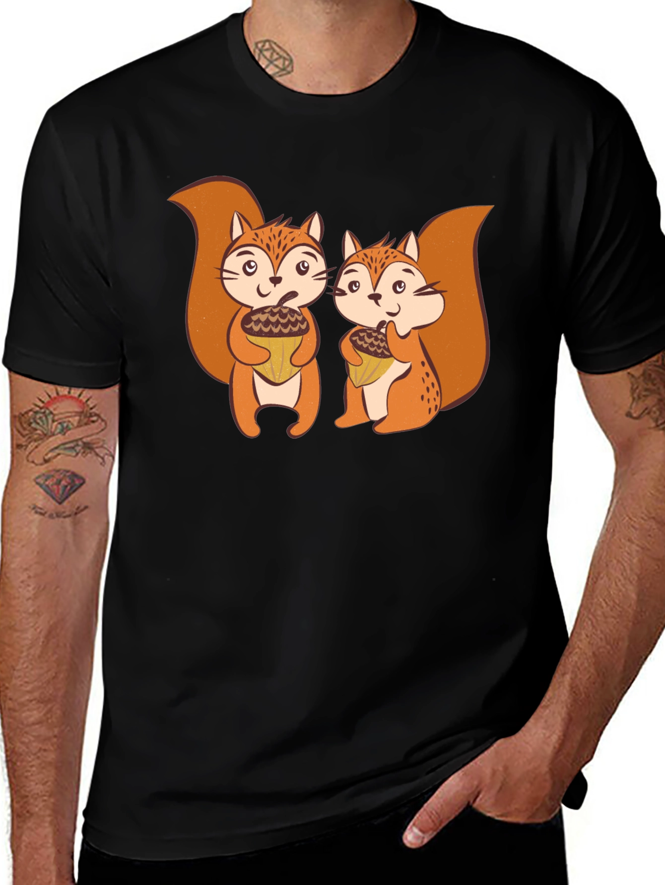 Squirrels Holding Acorns Graphic T-Shirt