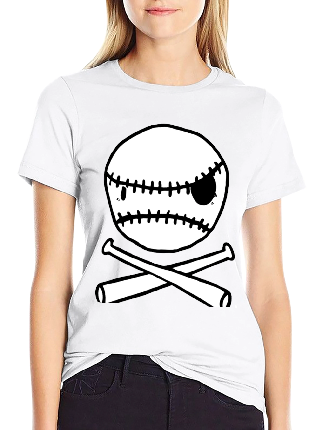 Baseball Skull & Bats Graphic T-Shirt
