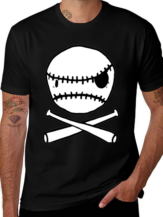Baseball Skull & Bats Graphic T-Shirt
