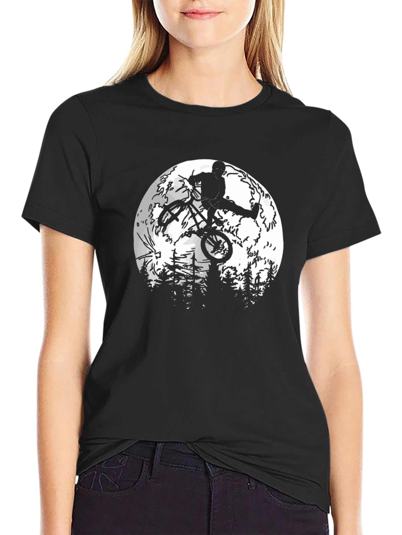 BMX Rider Moon Graphic T-Shirt