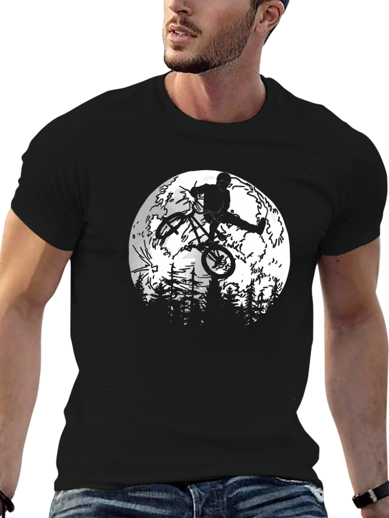 BMX Rider Moon Graphic T-Shirt