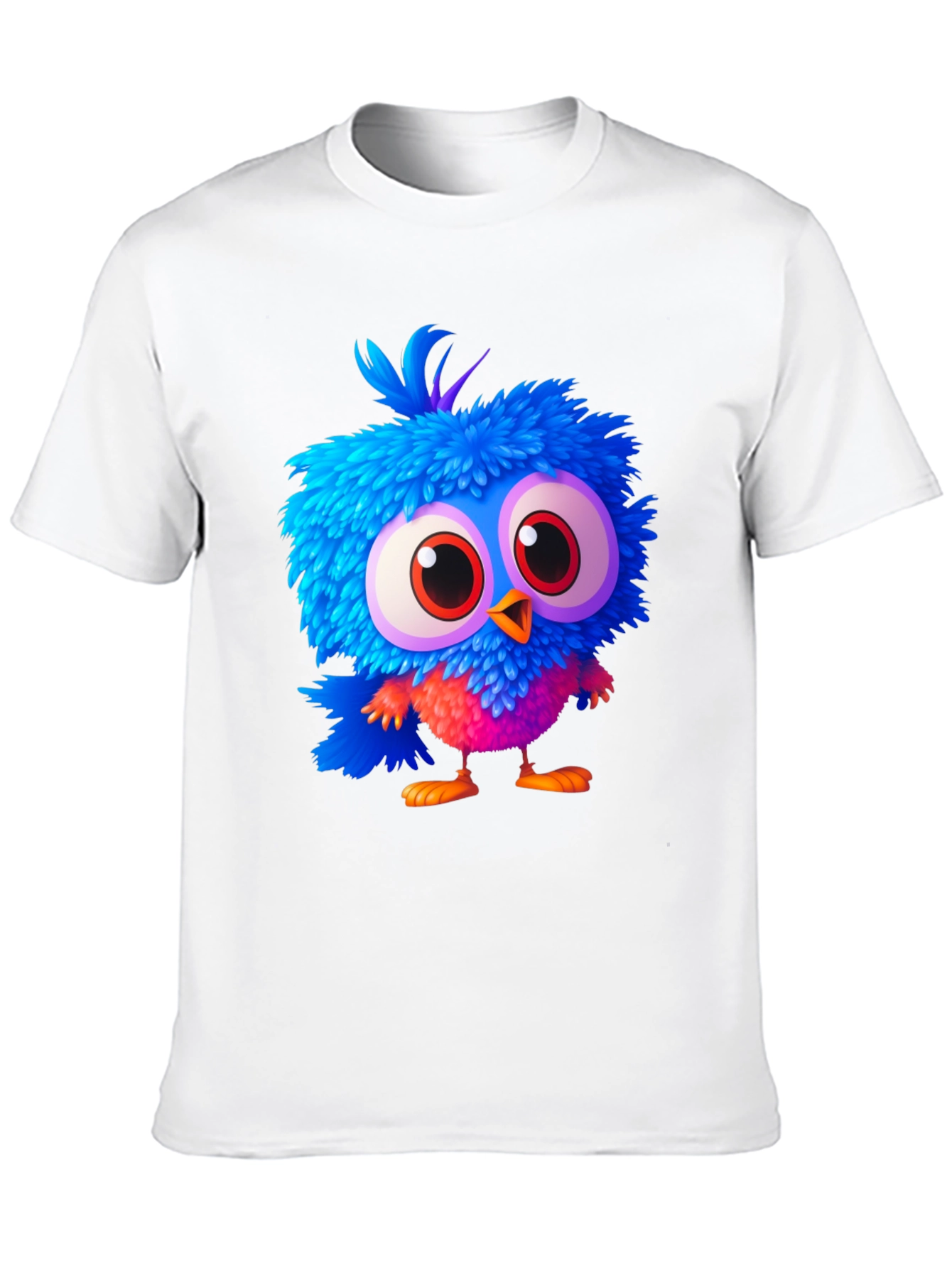 Cartoon Bird Graphic Tee - Soft Black Cotton