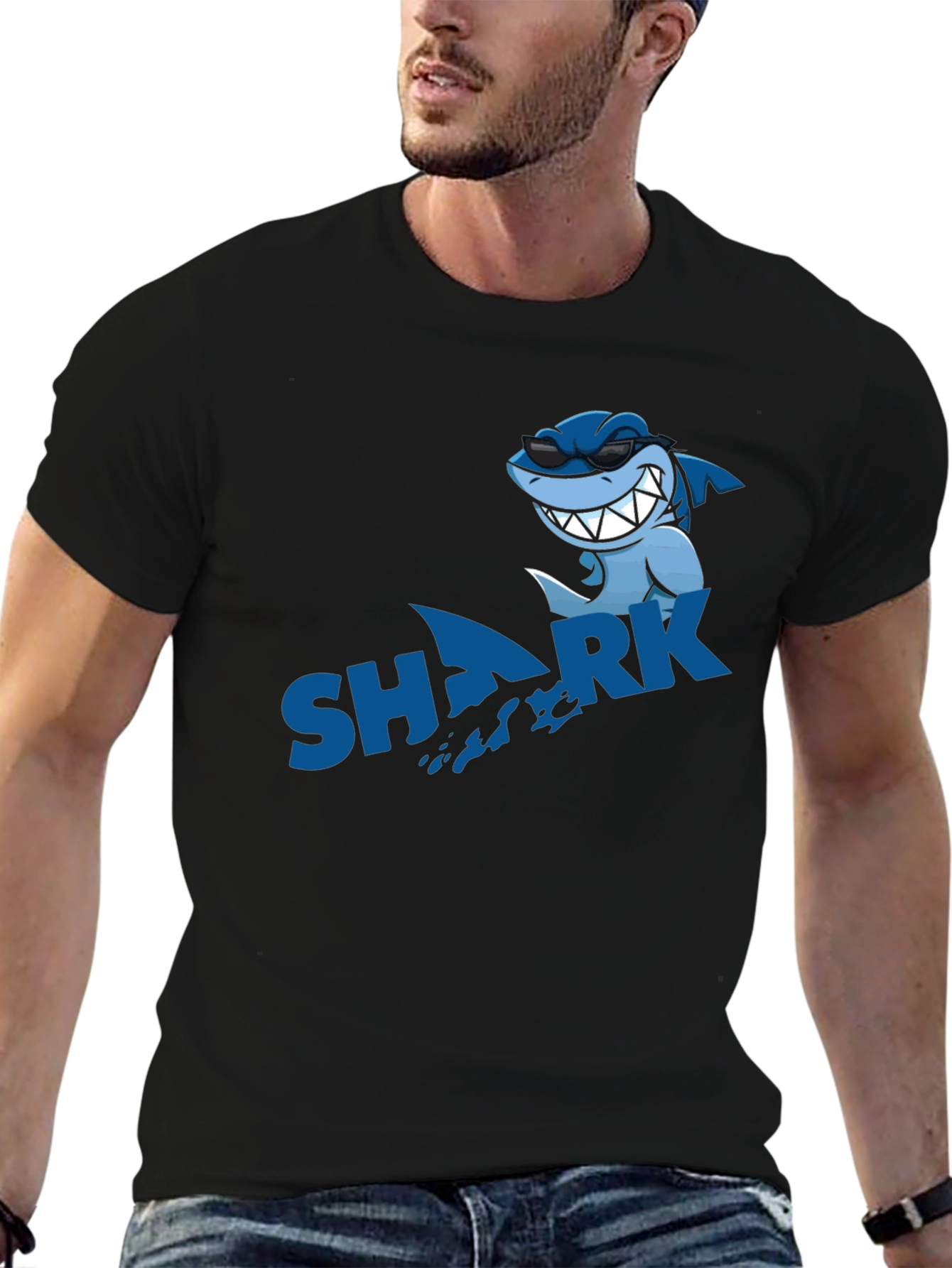 Cool Shark Graphic Black T-Shirt